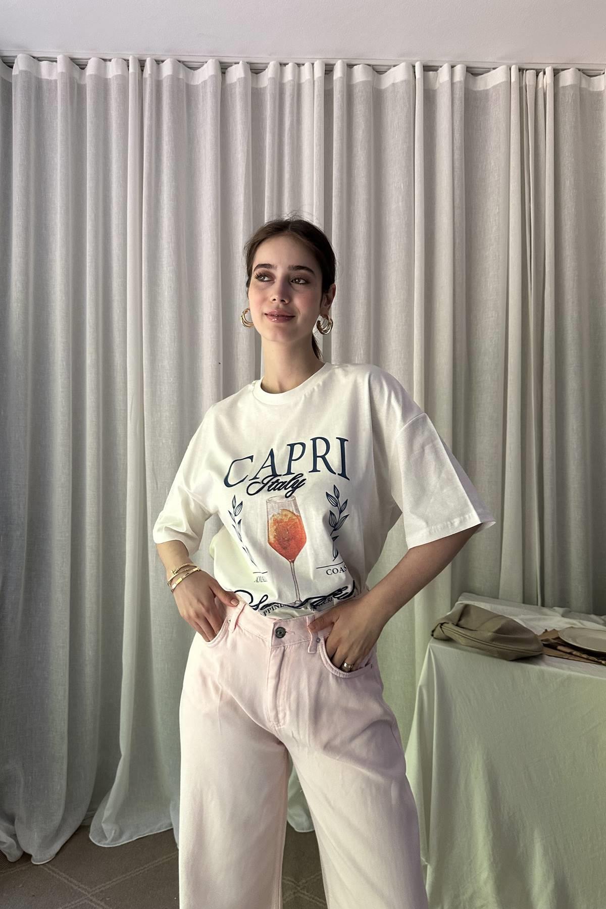 BASKI DETAY TSHIRT