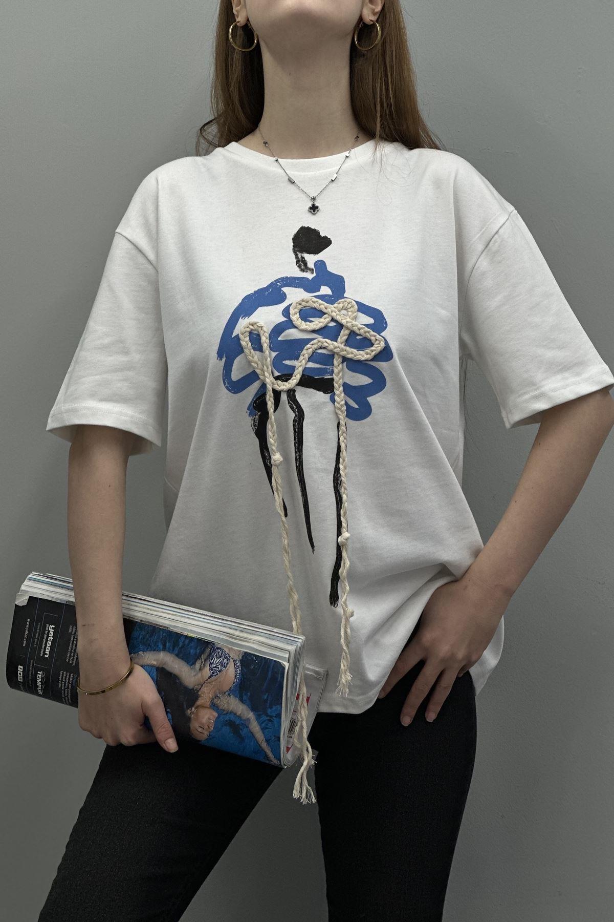 BASKI VE FERMUAR DETAYLI TSHIRT