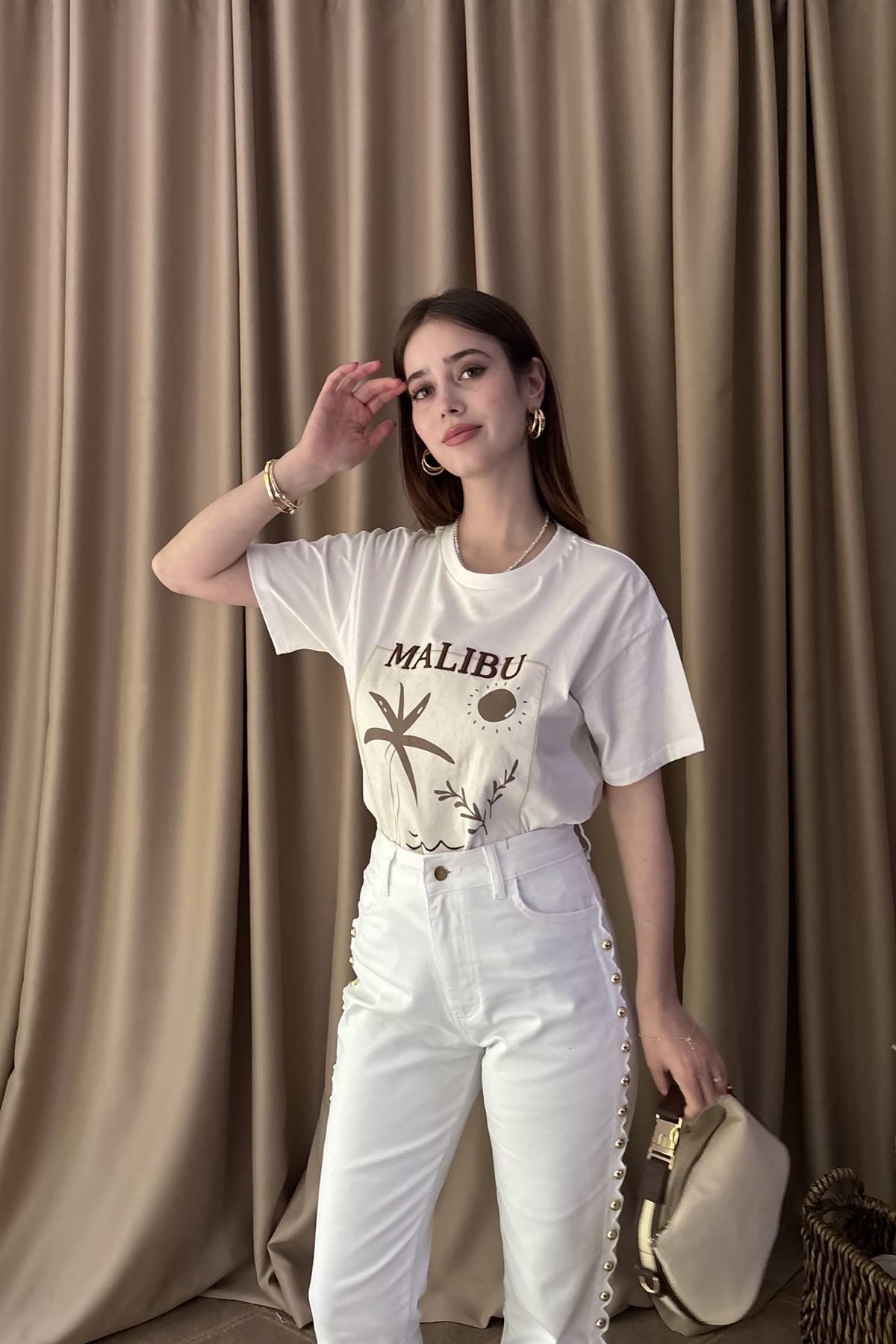 BASKI VE NAKIŞ DETAYLI TSHIRT