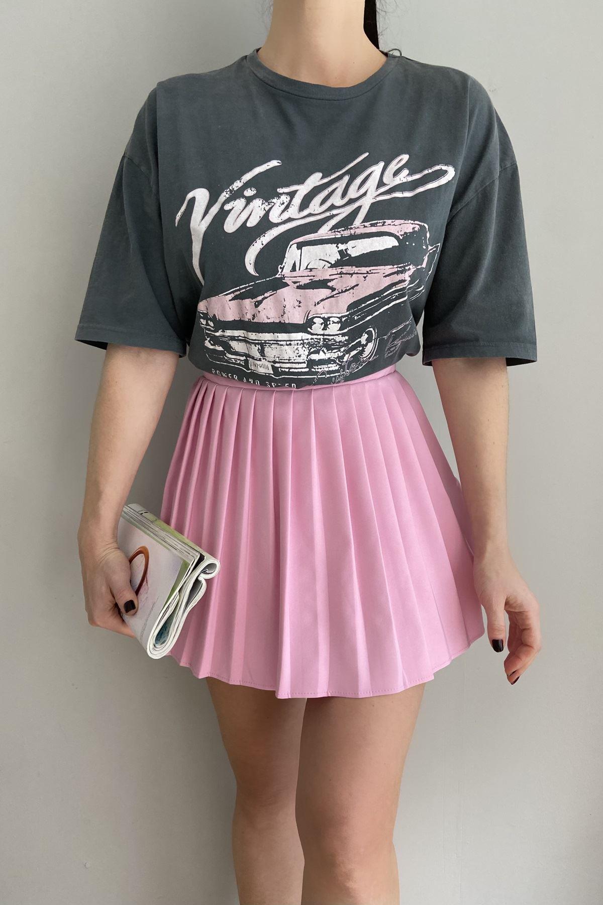 BASKILI YIKAMALI TSHIRT