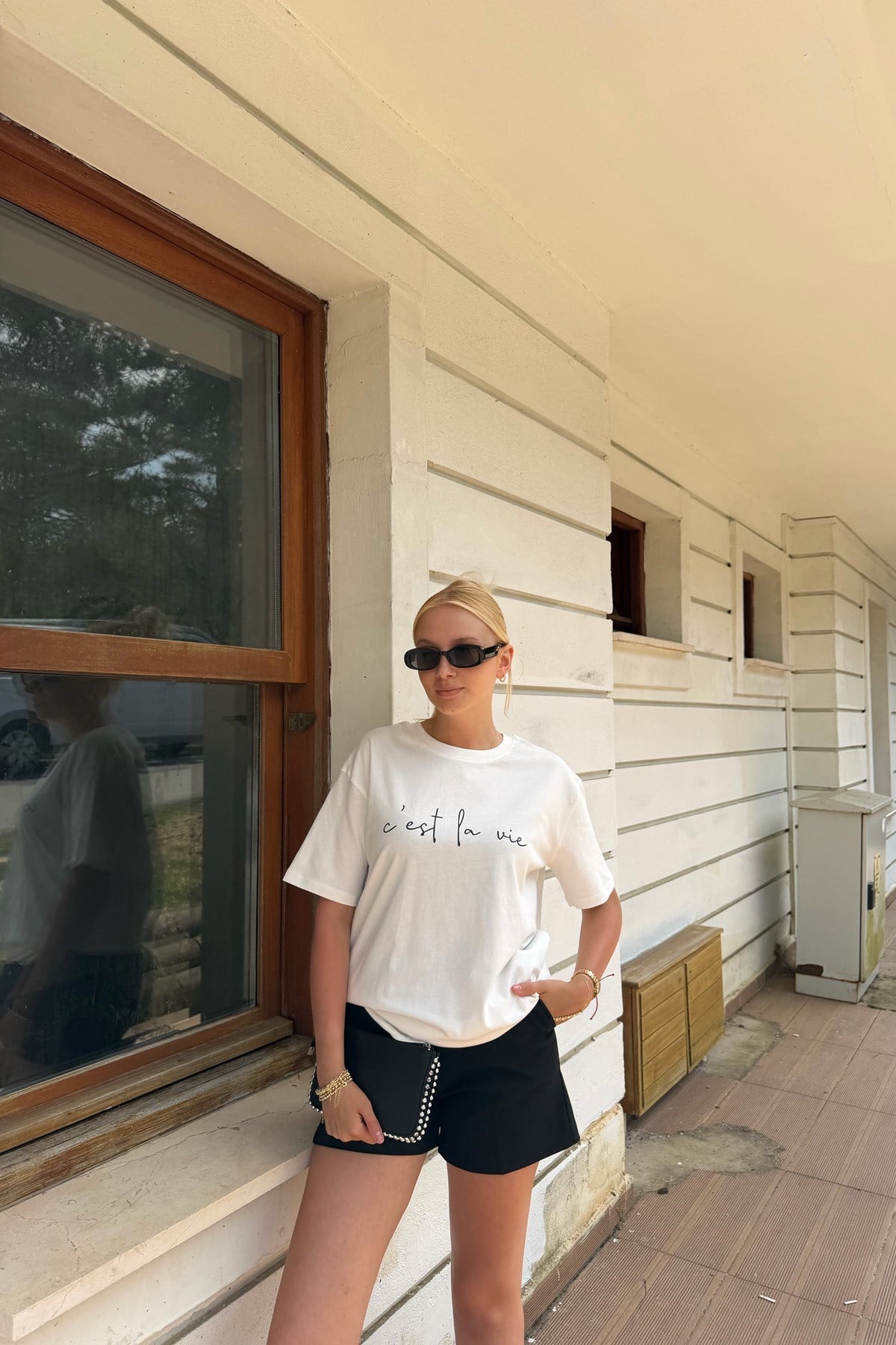 BİSİKLET YAKA BASKI DETAY TSHIRT