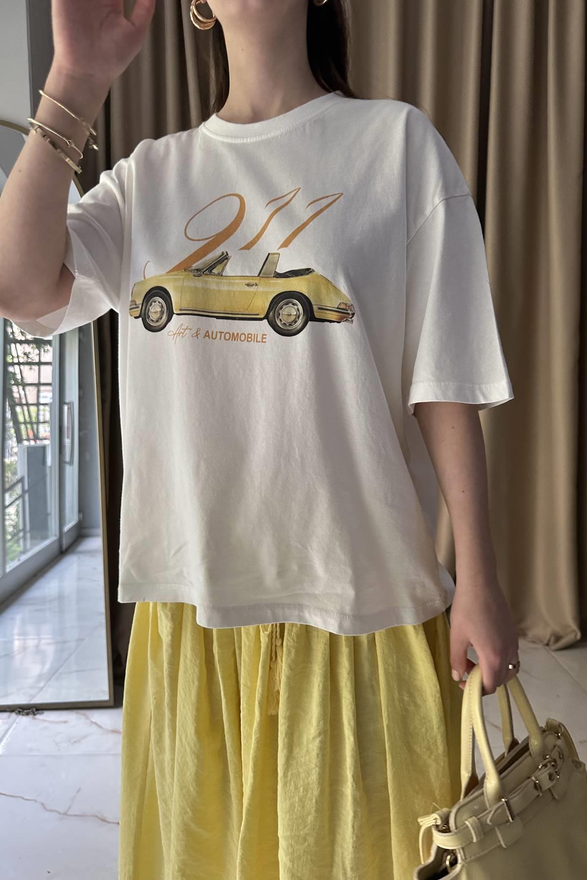 BİSİKLET YAKA BASKILI TSHIRT