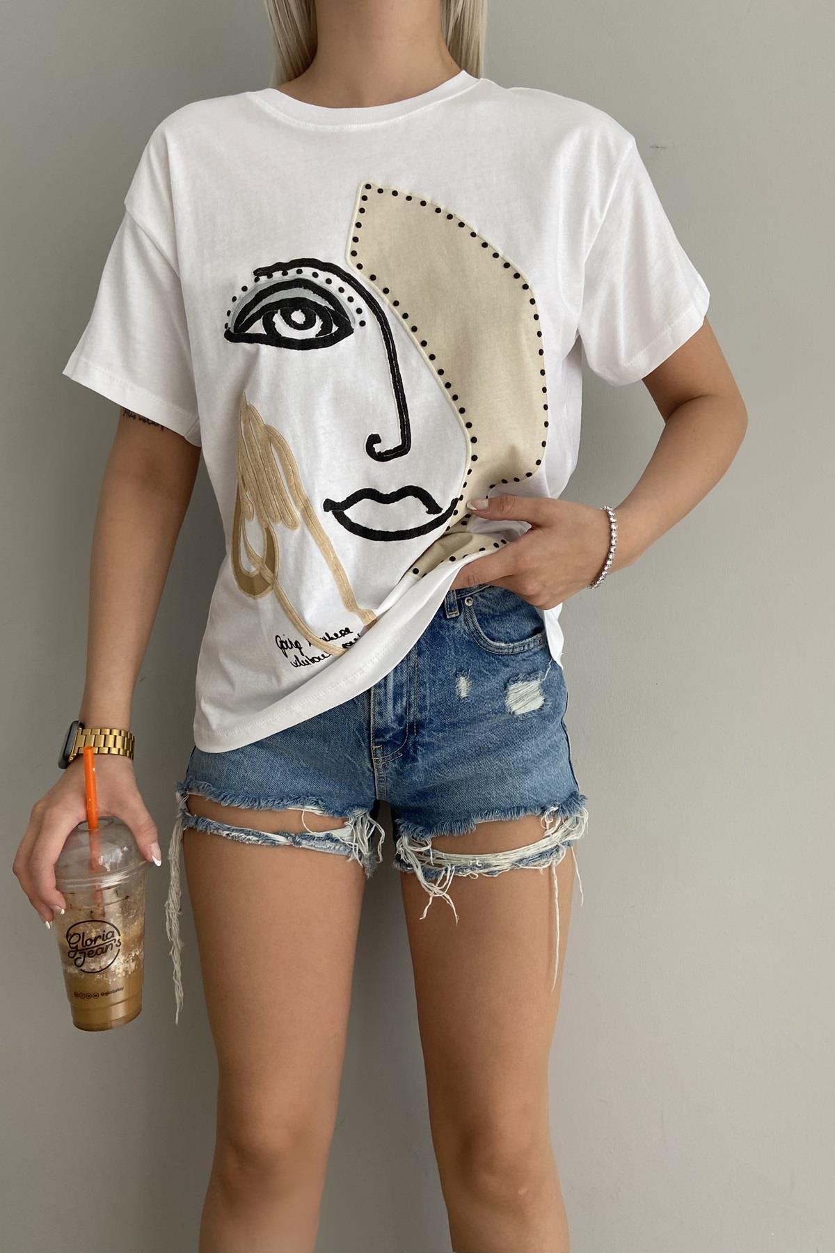 BİSİKLET YAKA BASKILI TSHIRT