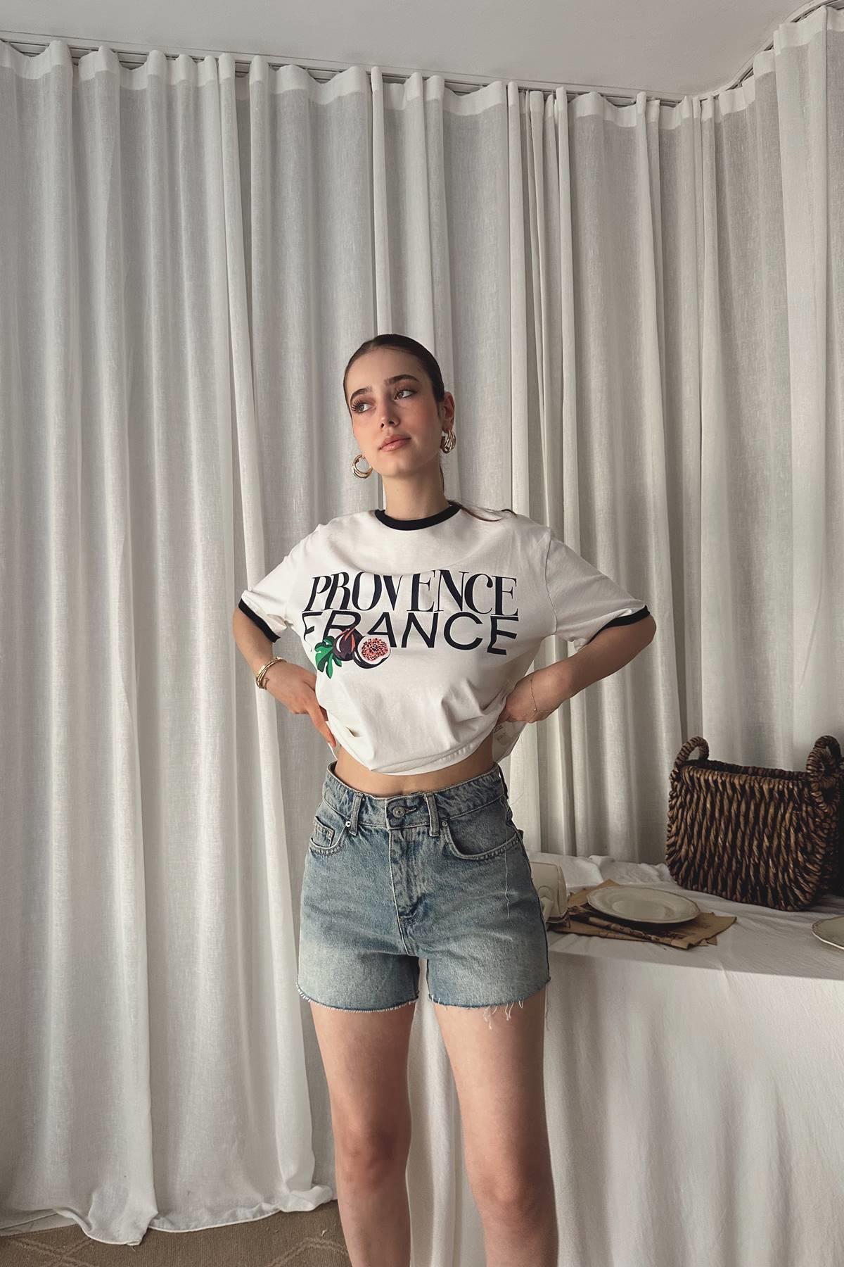 BİSİKLET YAKA BASKILI TSHIRT