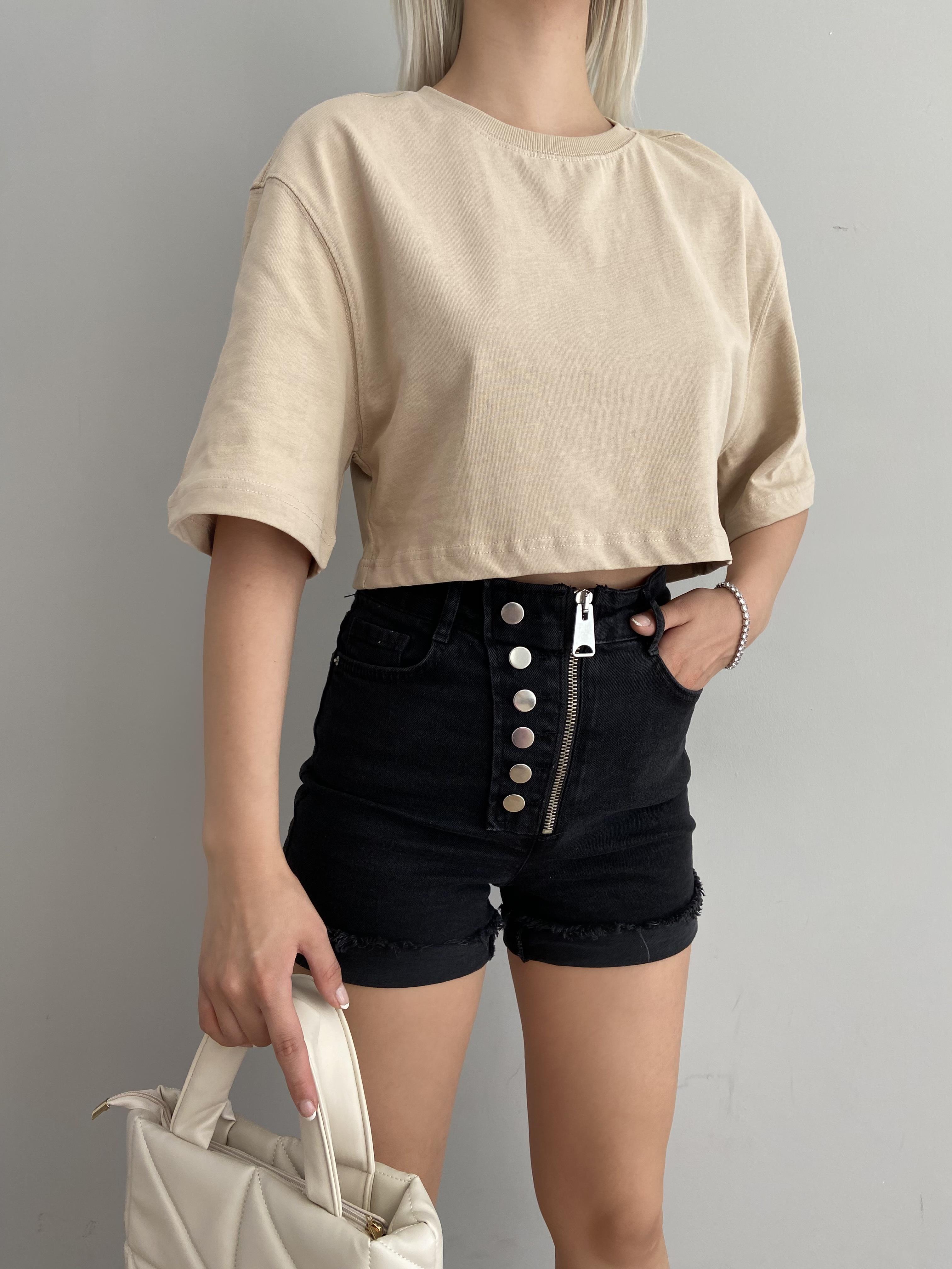 BİSİKLET YAKA CROP TSHIRT