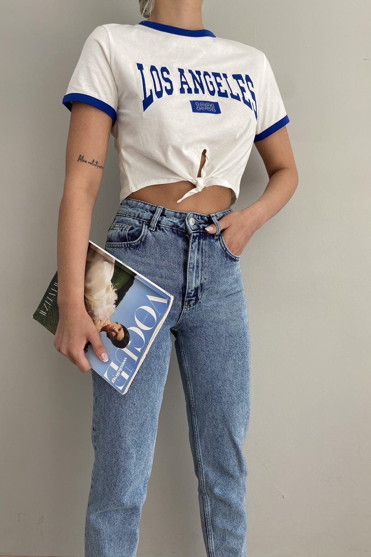 DÜĞÜM DETAY BASKILI CROP TSHIRT