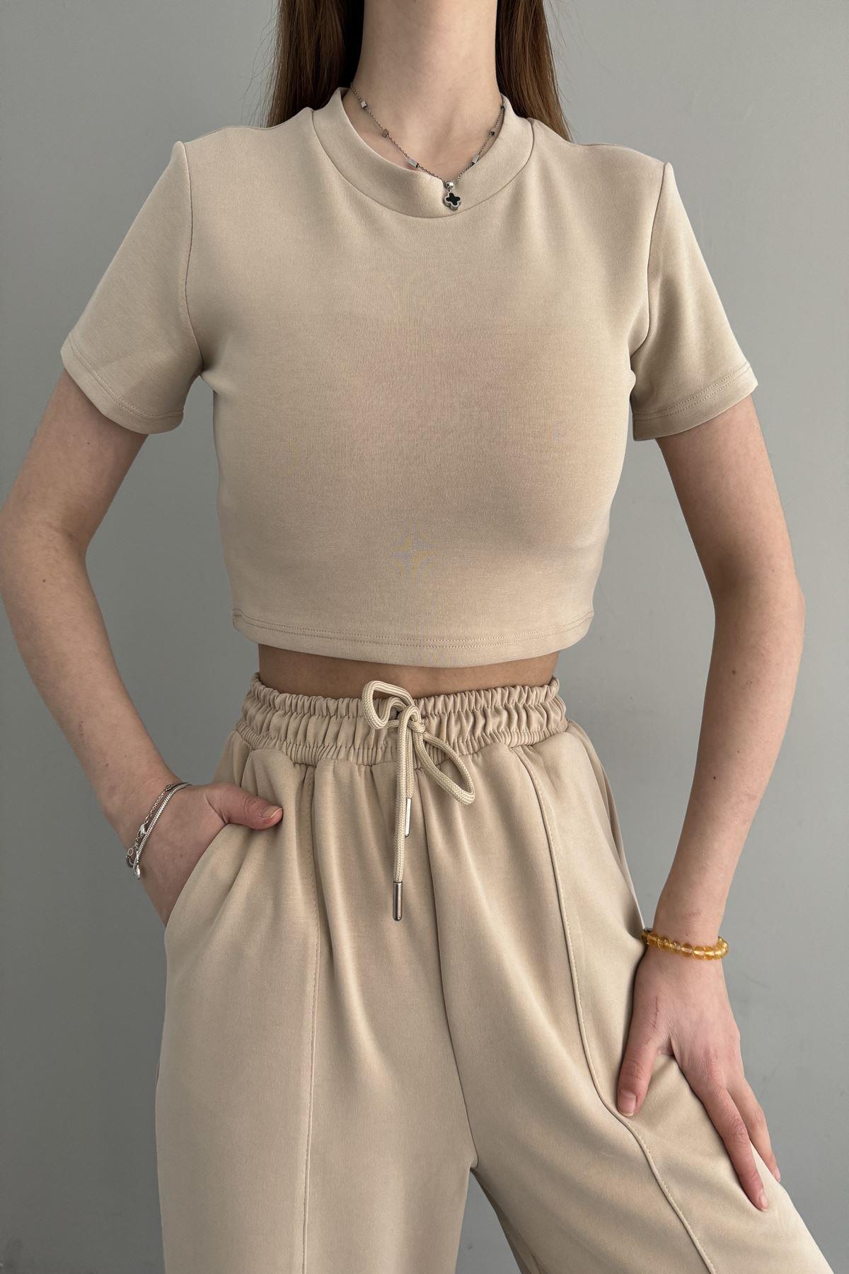 KISA KOL CROP MODAL TSHIRT