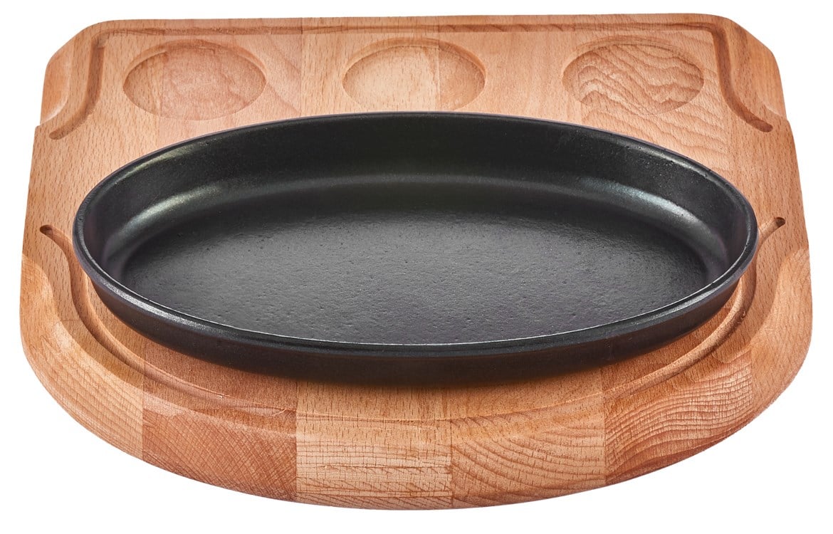 Döküm Demir Oval Fajita 23*14cm + Sosluklu Nihale - A 120OV 23SA - Döküm Oval Tava