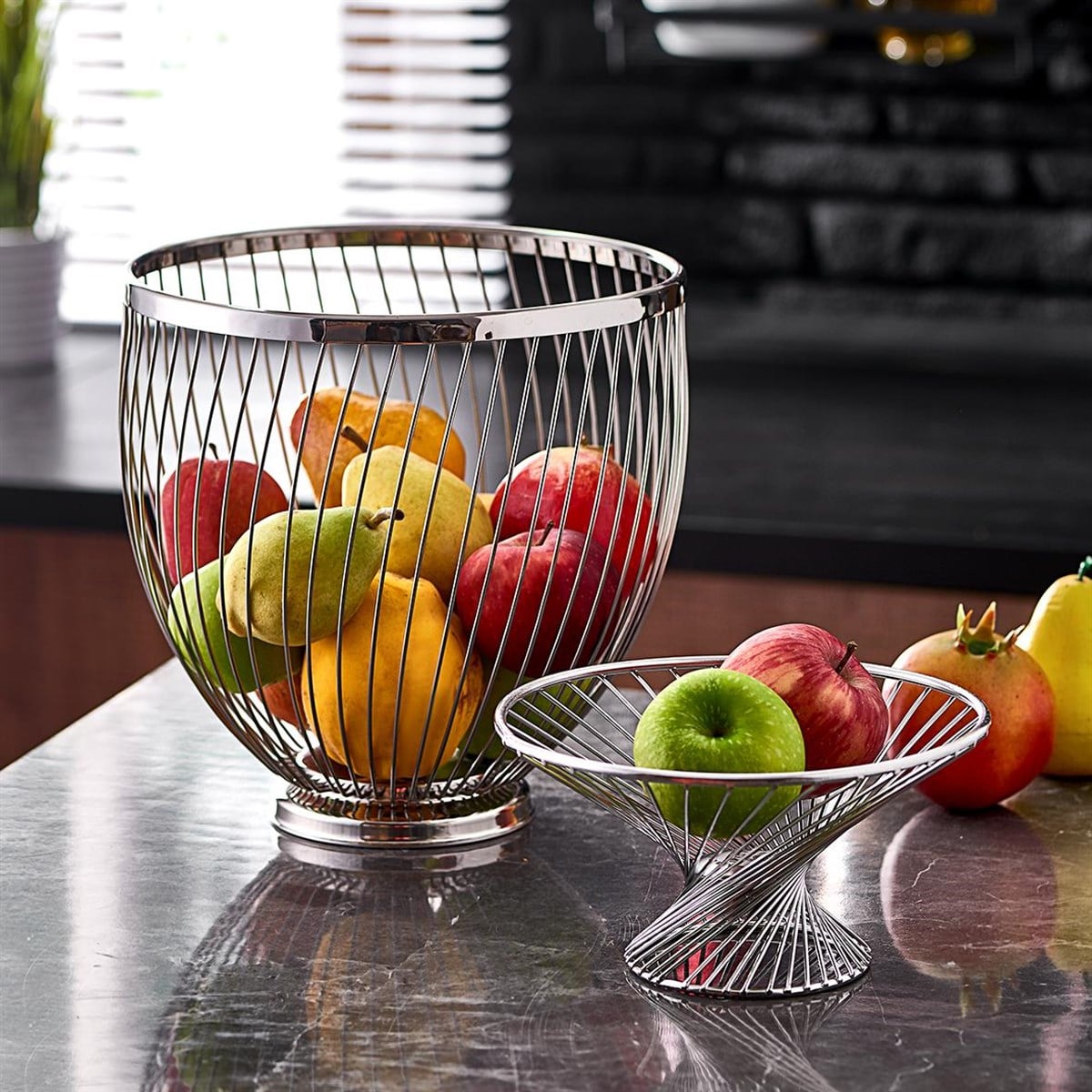 Paslanmaz Baget Ekmek ve Meyve Sepeti 26*25cm - A 023 01 - EKMEK VE MEYVE SEPETLERİ