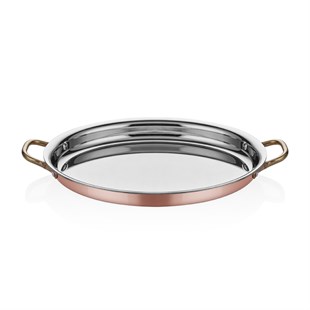 Multi Metal Bakır Oval Sığ Sahan