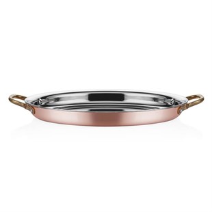 Multi Metal Bakır Oval Sığ Sahan