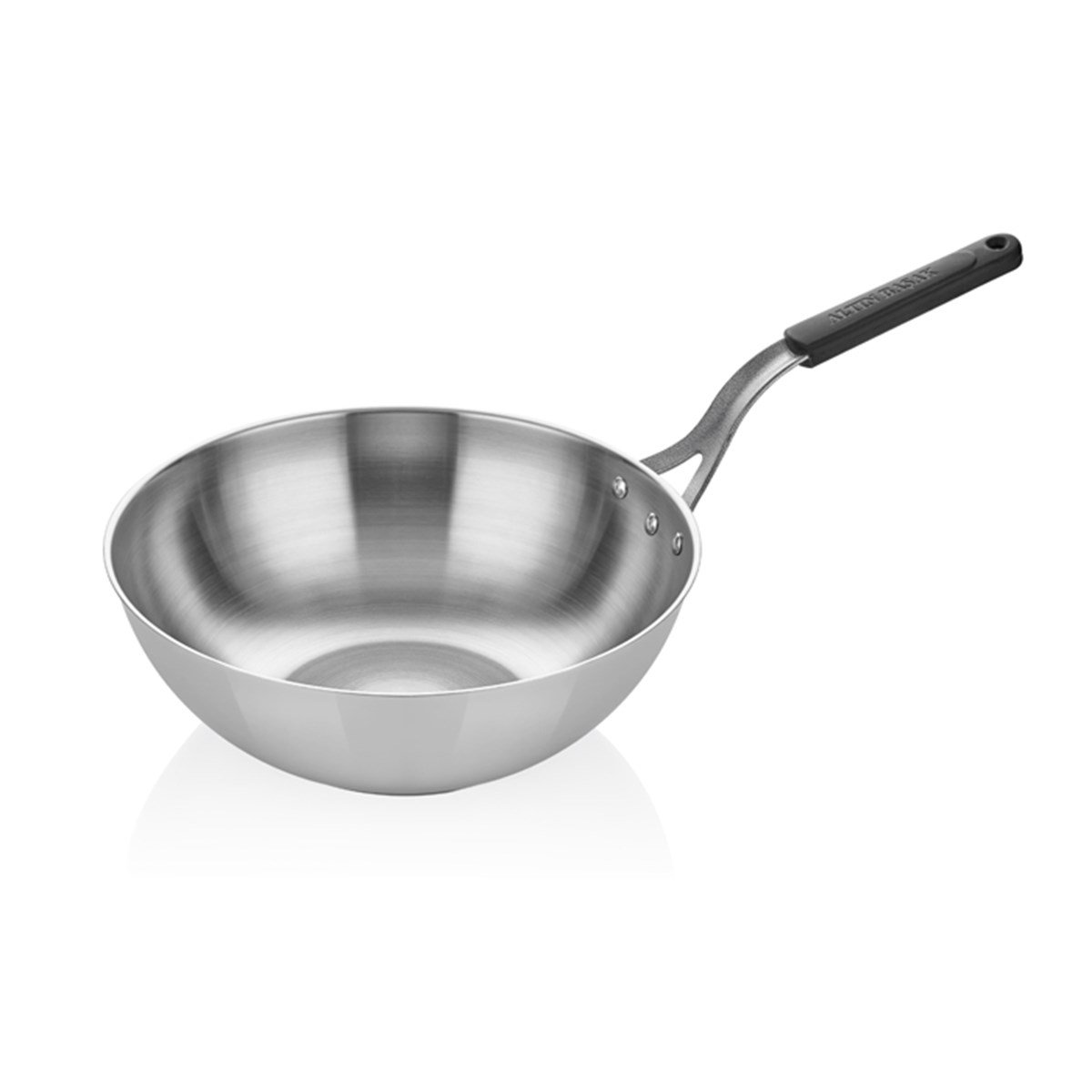 Çelik Wok Tava - Silikonlu Sap - A 107WK S - TABANLI ÇELİK