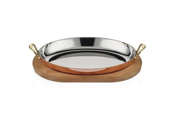 MM BAKIR OVAL SAHAN 30CM + NİHALE - A 101OV 30A - Multi Metal Bakır Tava