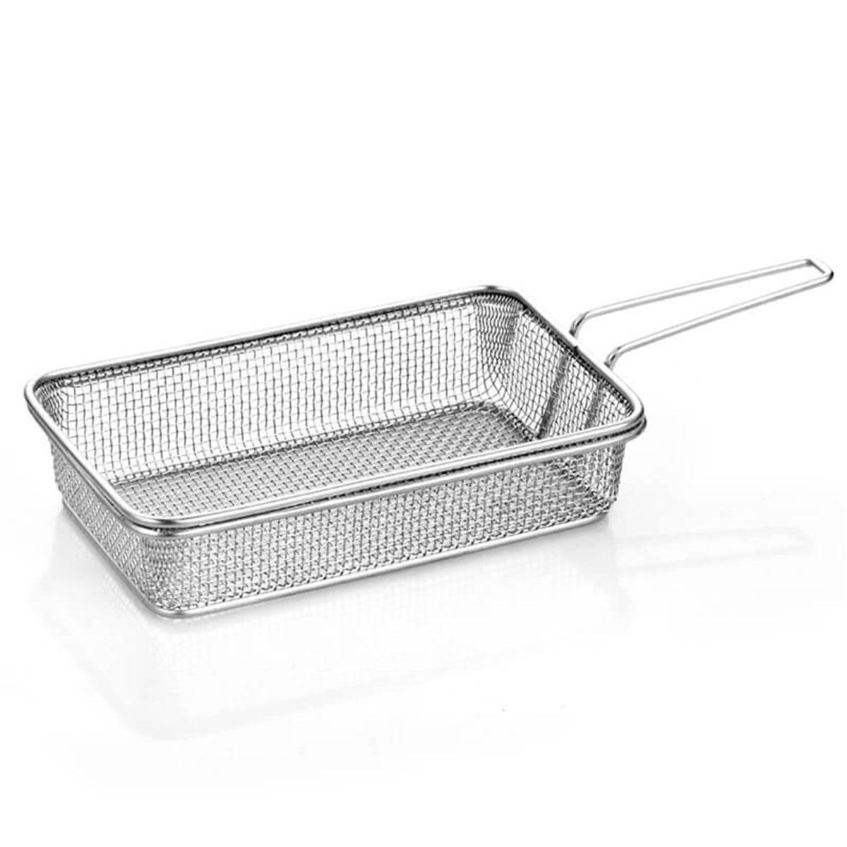 Paslanmaz Dikdörtgen Sığ Hasır Sunum Sepeti 20*12*4cm - A 015 01 - SUNUM SEPETLERİ