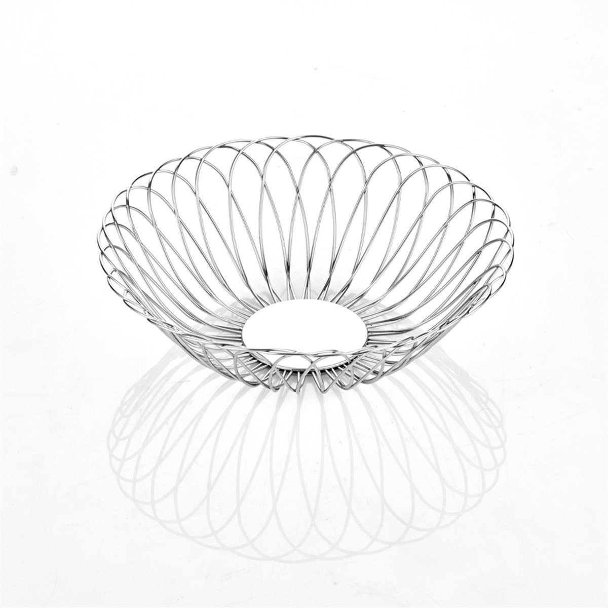 Paslanmaz Yuvarlak Ekmek ve Meyve Sepeti 26cm (Lily) - A 026 01 - EKMEK VE MEYVE SEPETLERİ