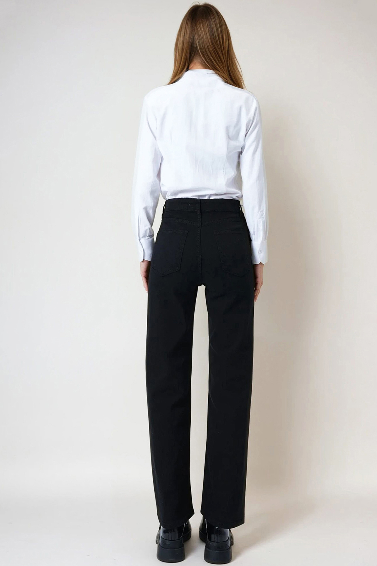 Kadın Siyah 5 Cepli Bol Paça Palazzo Jean VS01019