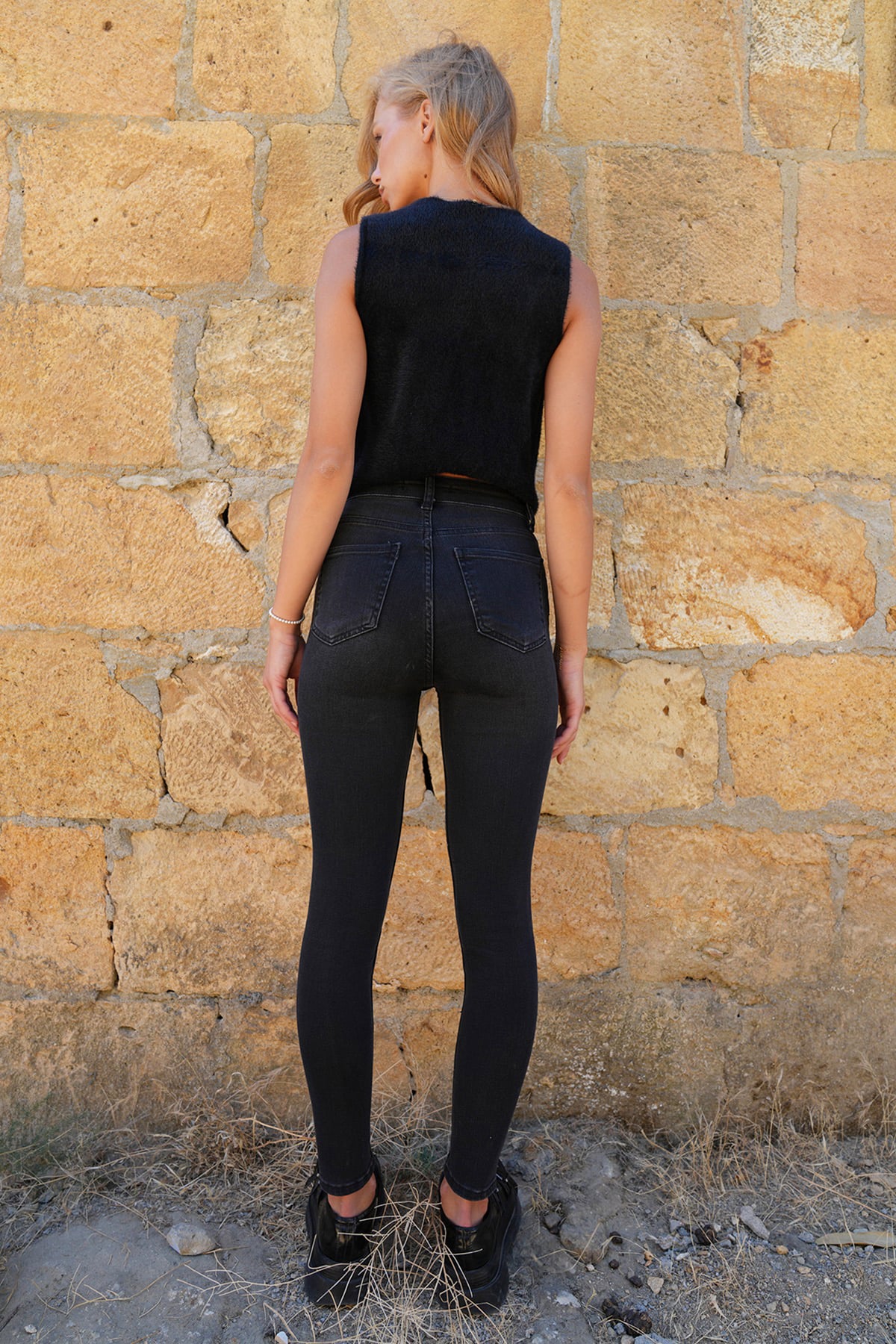 Kadın Siyah 5 Cepli Full Likralı Skiny Jean Pantolon ALC-X14472
