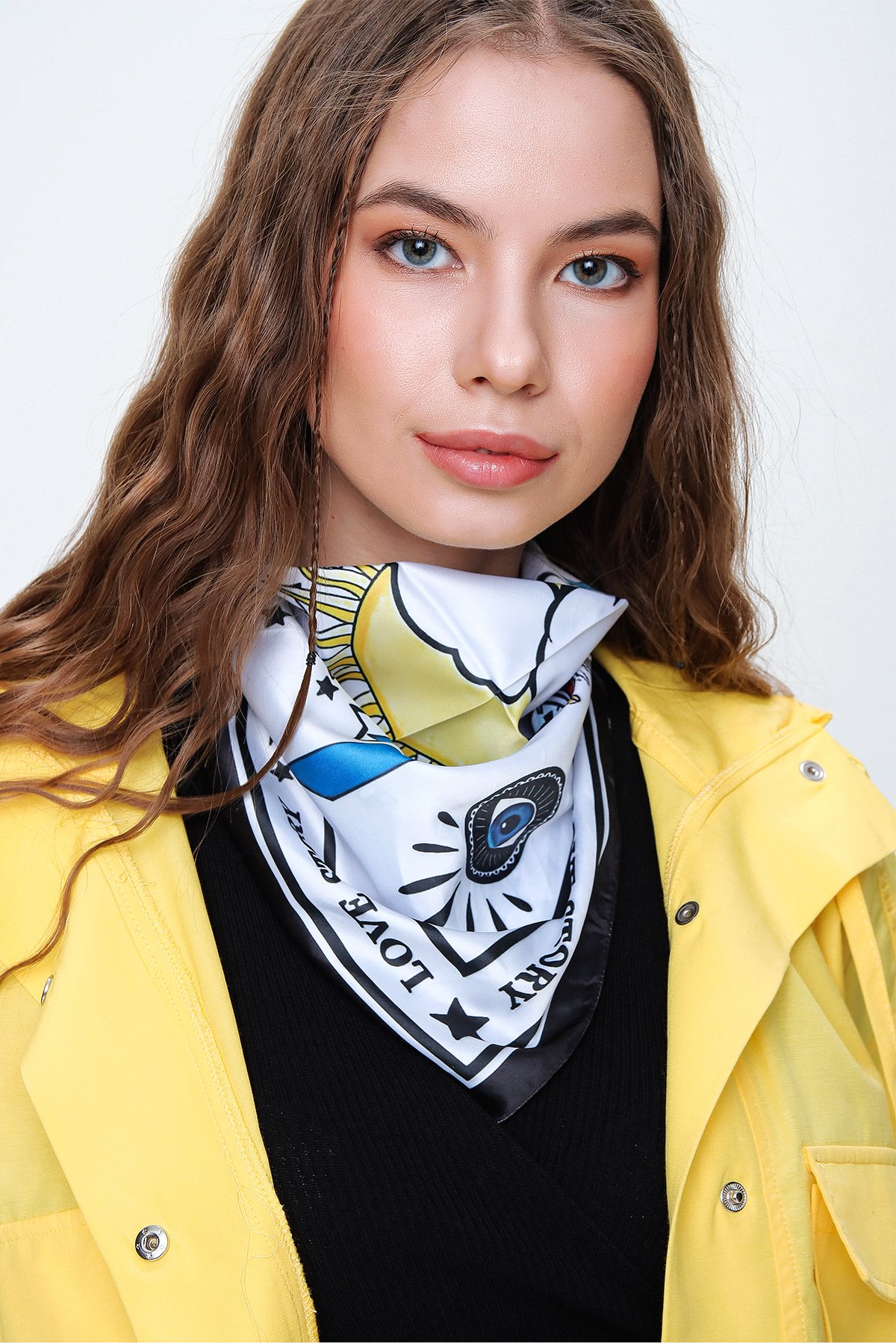 Kadın Beyaz Güneş Desenli Fular ALC-A2174