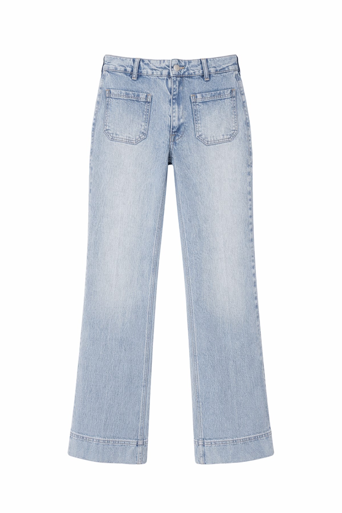 Kadın Açık Mavi Cep Detaylı Katlamalı Paça Yüksek Bel Likralı Jean Pantolon Alc-X15289