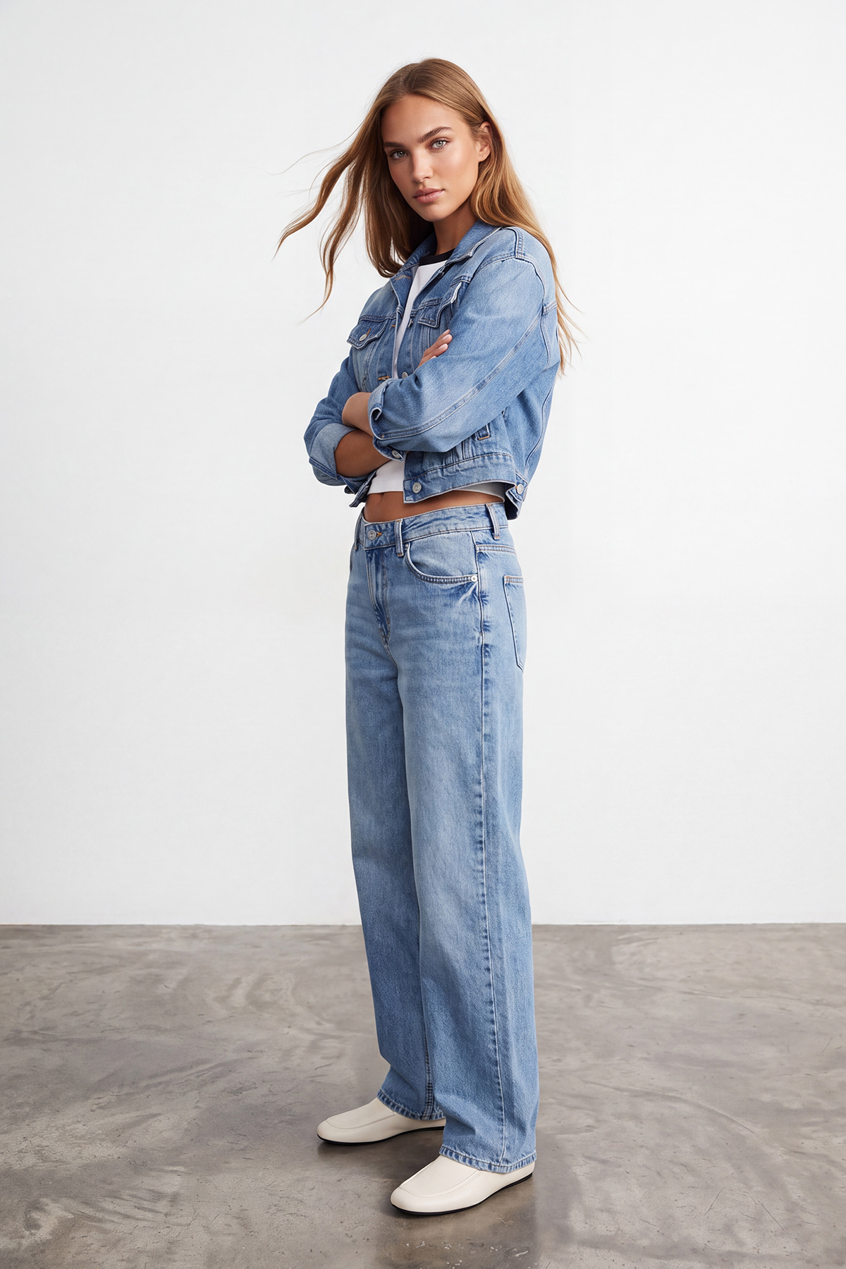 Kadın Açık Mavi Yüksek Bel Wide Leg Jean Alc-X15829