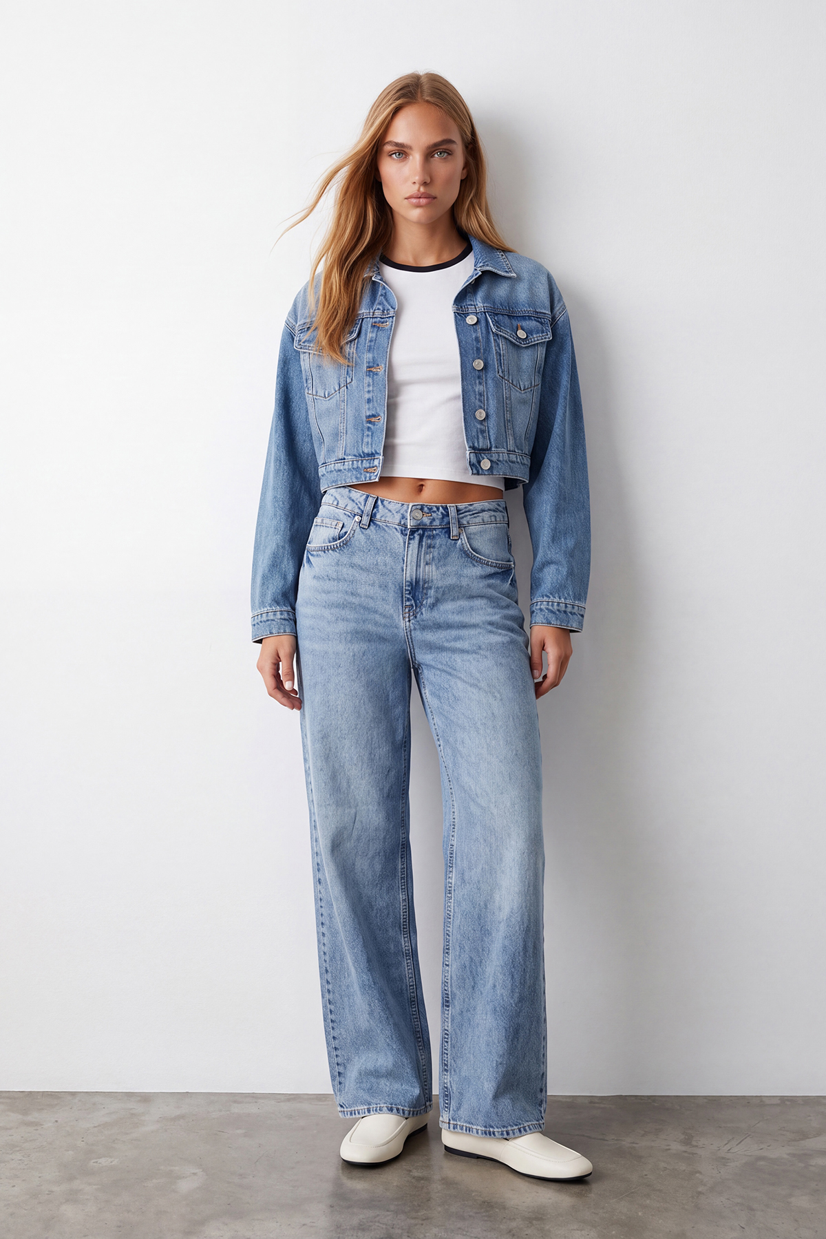 Kadın Açık Mavi Yüksek Bel Wide Leg Jean Alc-X15829