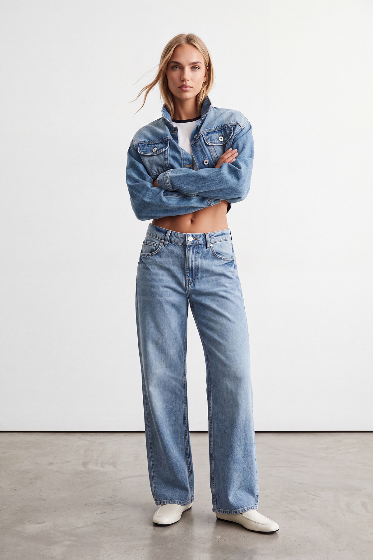 Kadın Açık Mavi Yüksek Bel Wide Leg Jean Alc-X15829