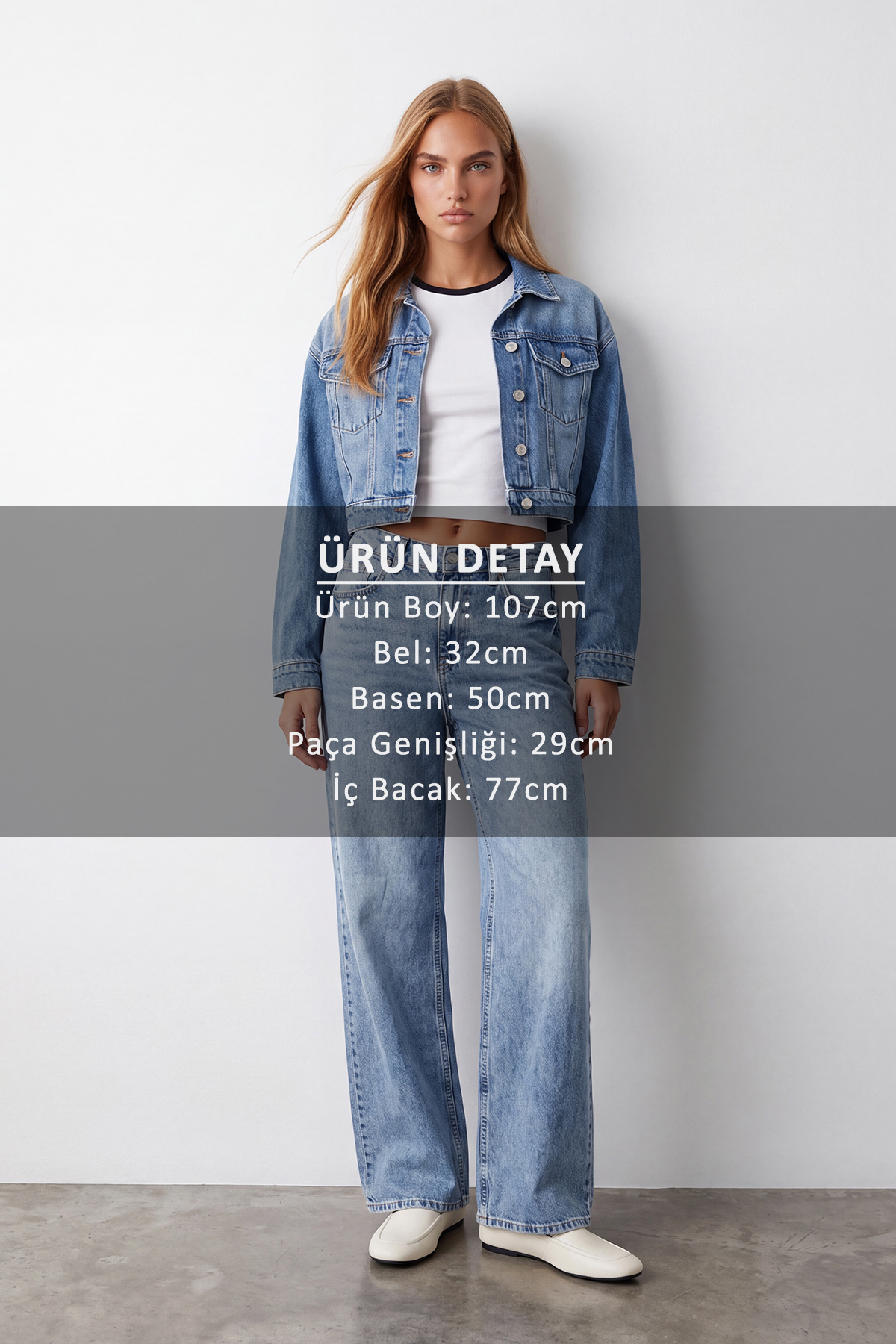 Kadın Açık Mavi Yüksek Bel Wide Leg Jean Alc-X15829