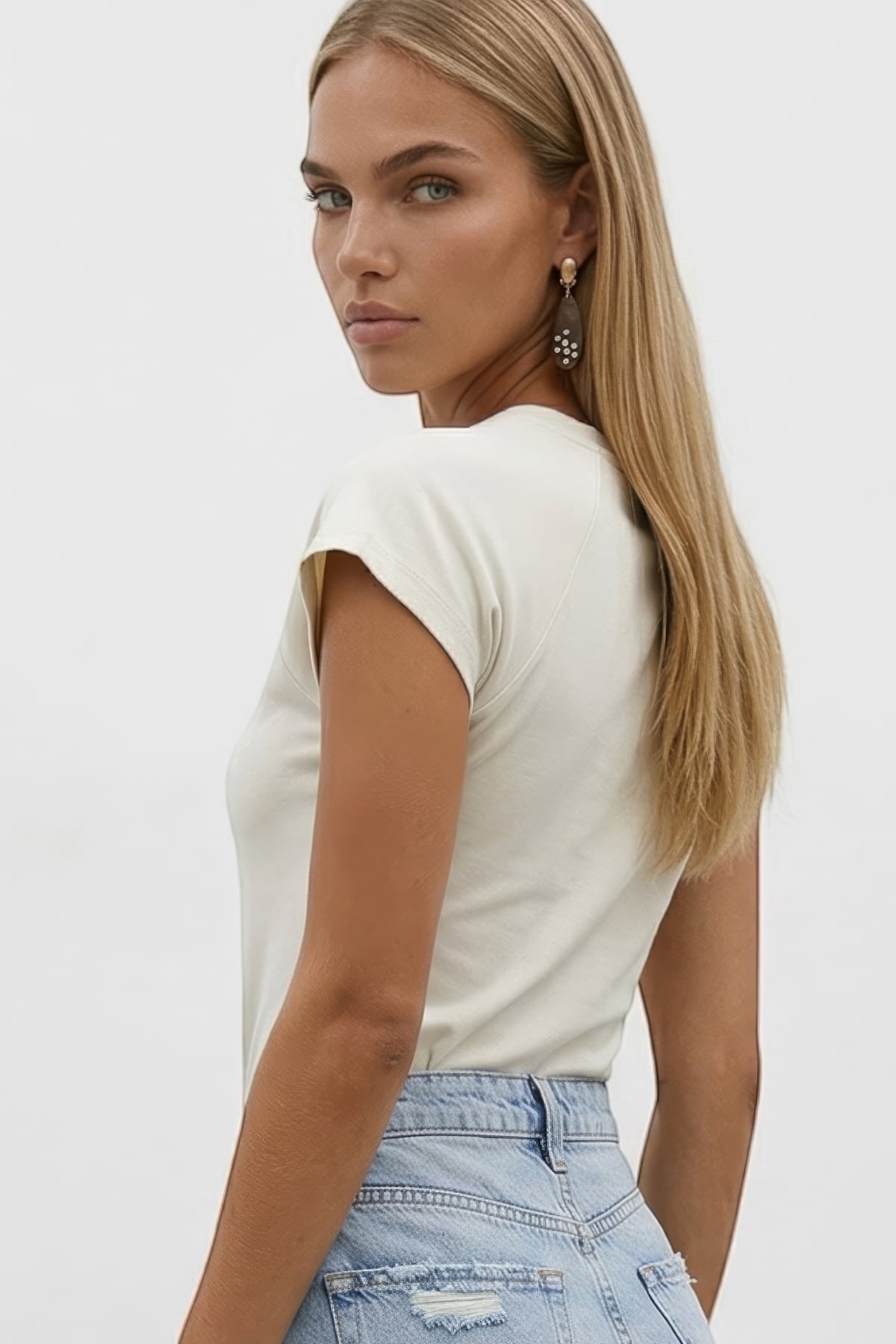 Kadın Beyaz Bisiklet Yaka Reglan Kol Likralı Örme Bluz Alc-X15388