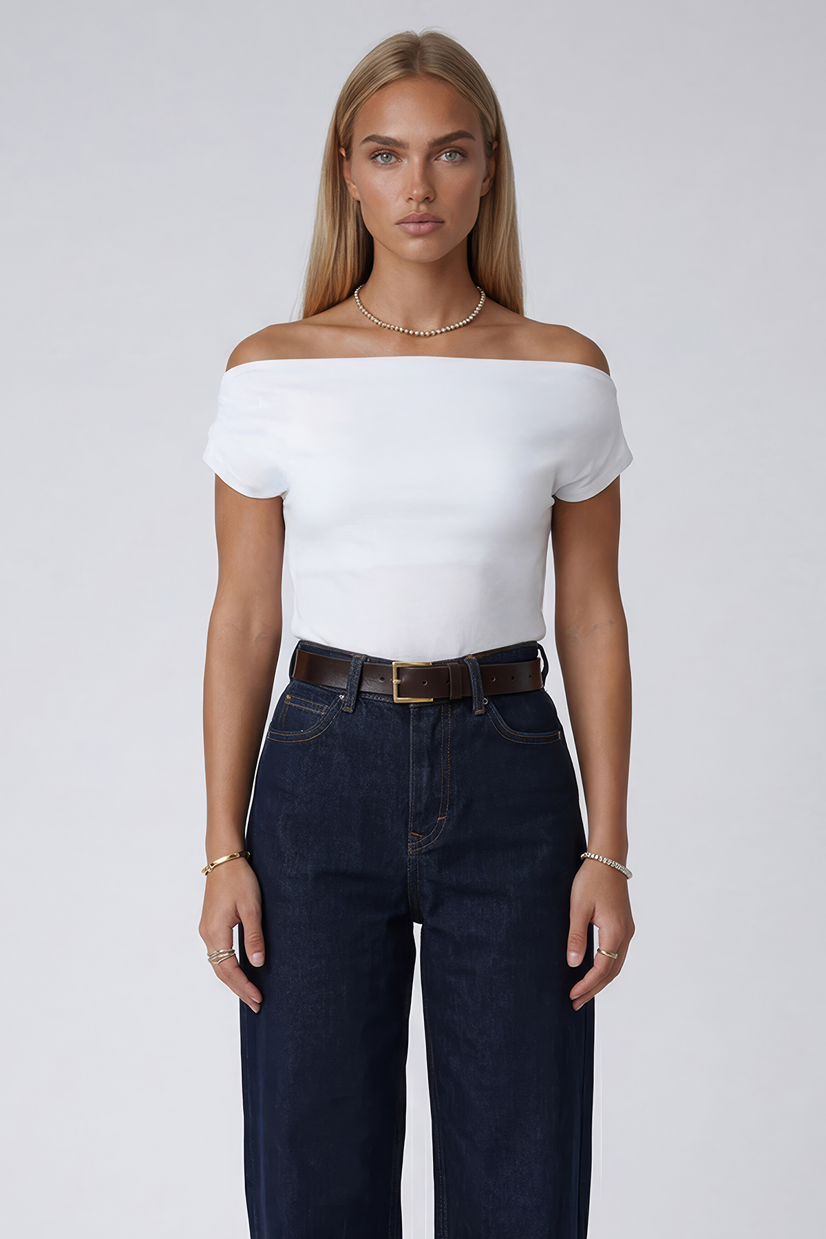 Kadın Beyaz Geniş Yaka Sandy Bluz Alc-X15461