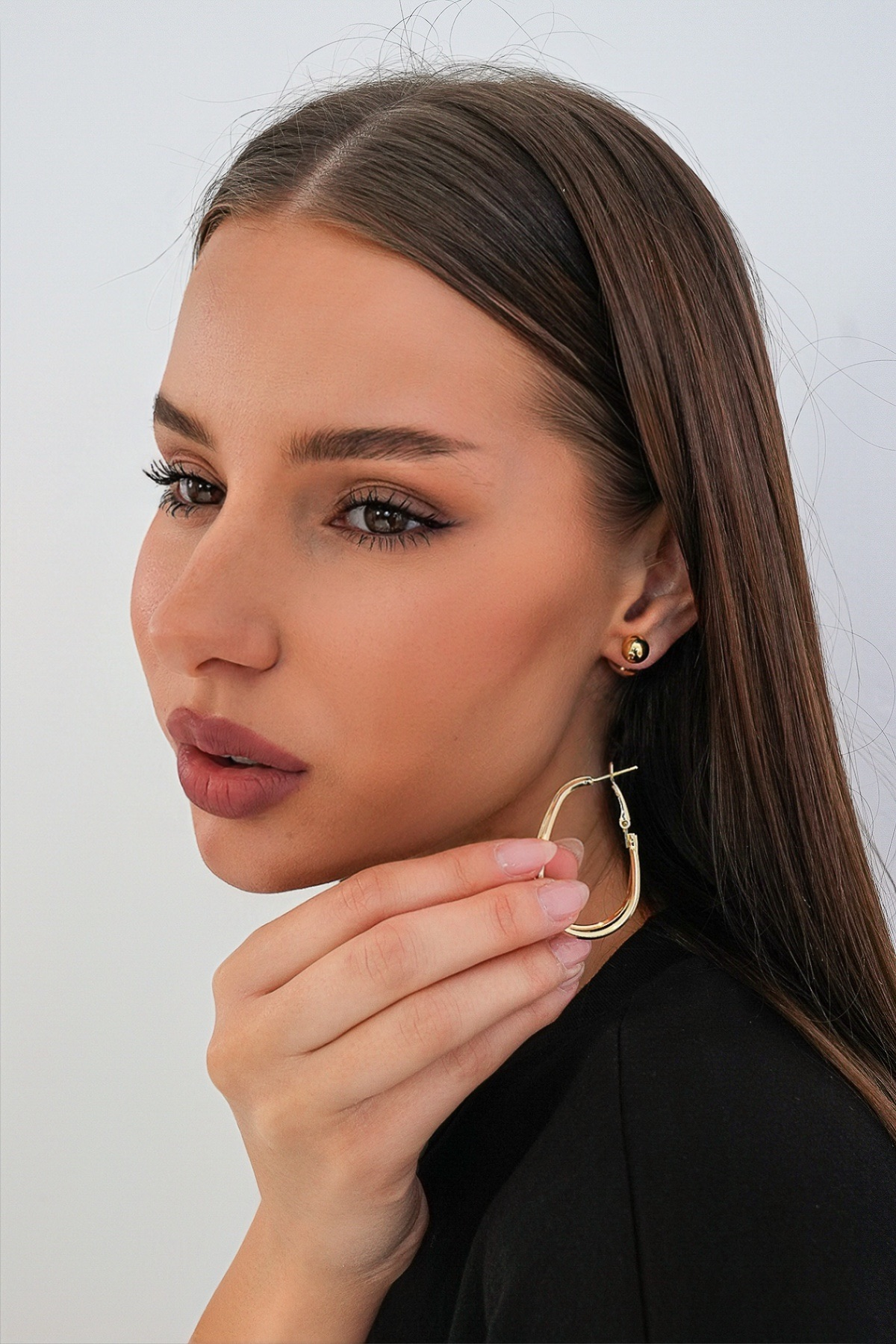 Kadın Gold Çelik Dönüştürülebilir Çelik Charm Küpe Alc-X15363