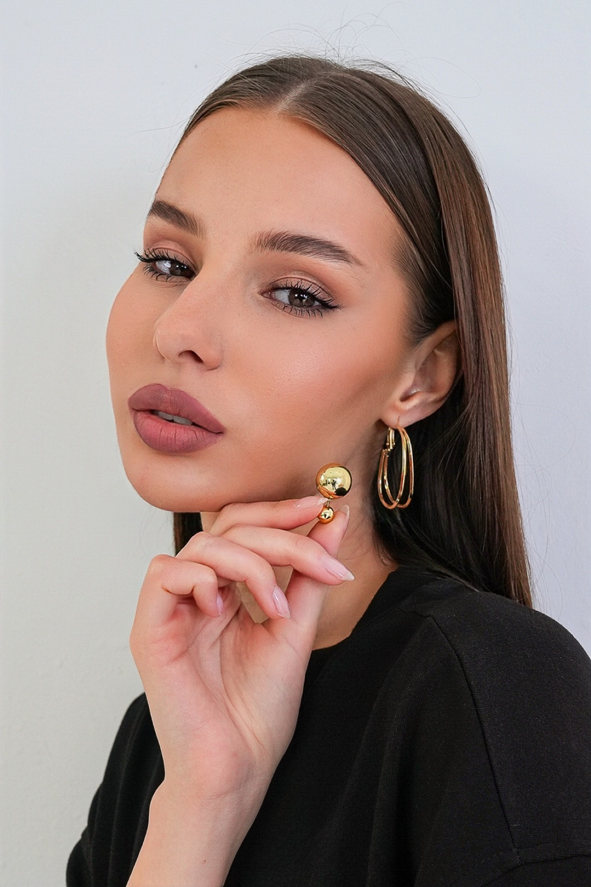 Kadın Gold Çelik Dönüştürülebilir Çelik Charm Küpe Alc-X15363
