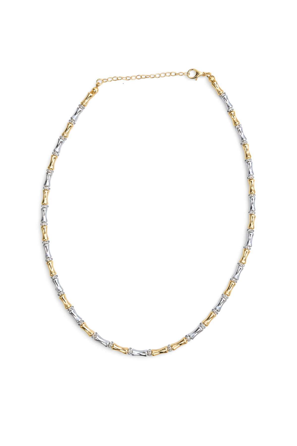 Kadın Gold-Silver Zirkon Taşlı Kemik Tasarım Çelik Kolye Alc-X15360