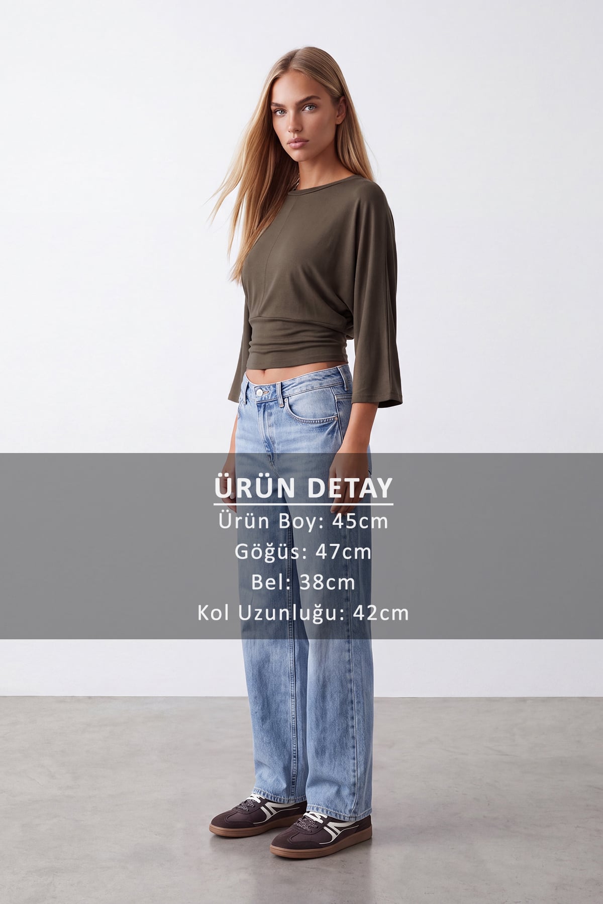 Kadın Kahverengi Bisiklet Yaka Beli Korsaj Formlu Örme Bluz Alc-X14598