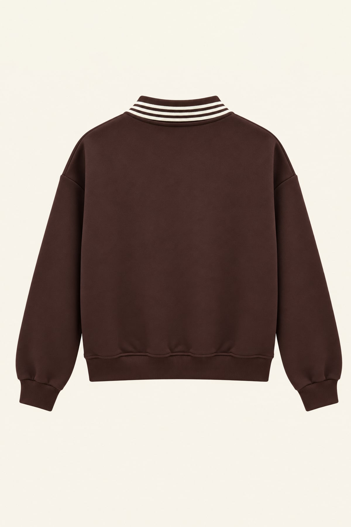 Kadın Kahve Ribana Polo Yakalı Nakış Detaylı Şardonlu Üç İplik Sweatshirt Alc-X15960