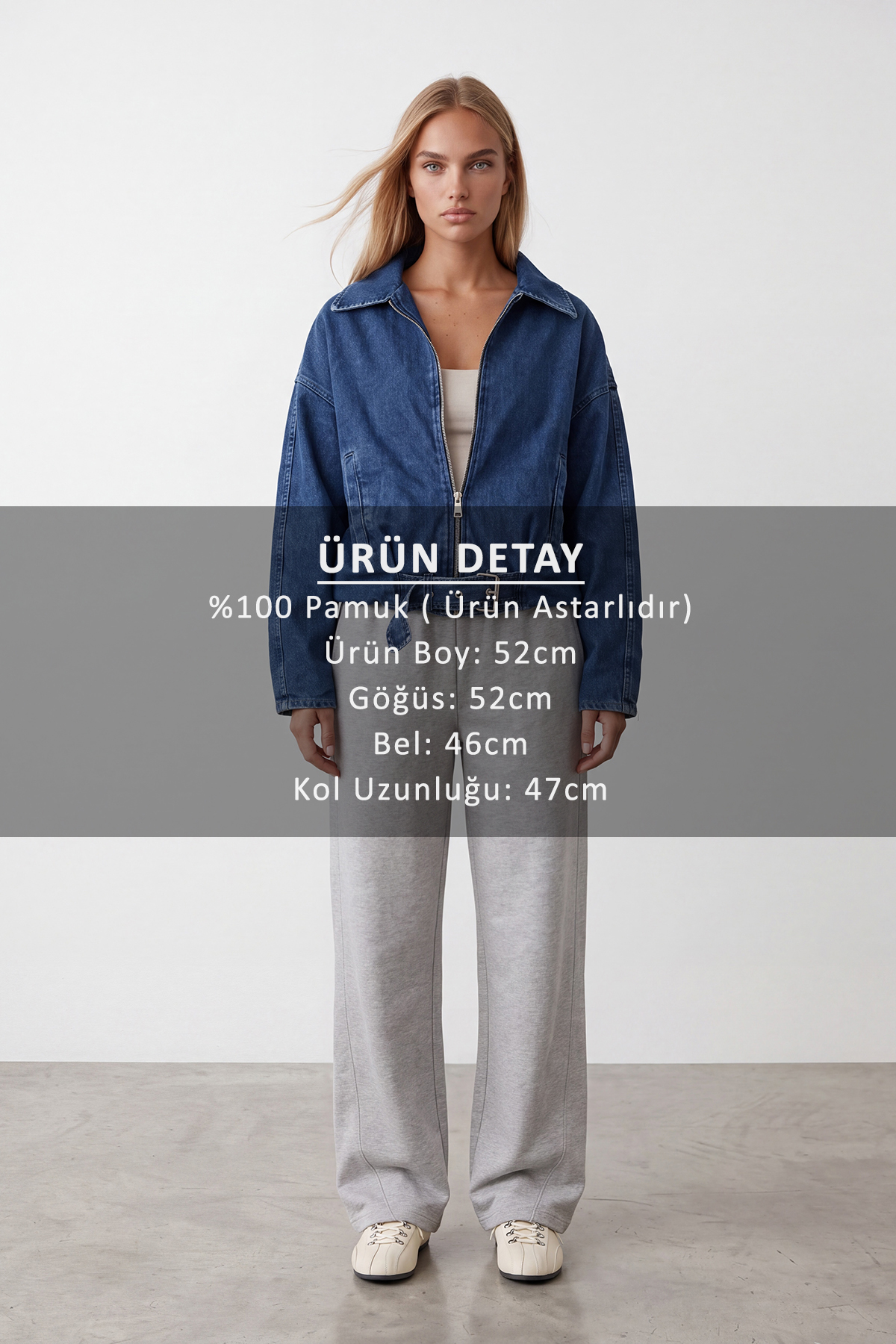 Kadın Koyu Lacivert İçi Astarlı Kemerli Jean Ceket Alc-X15797