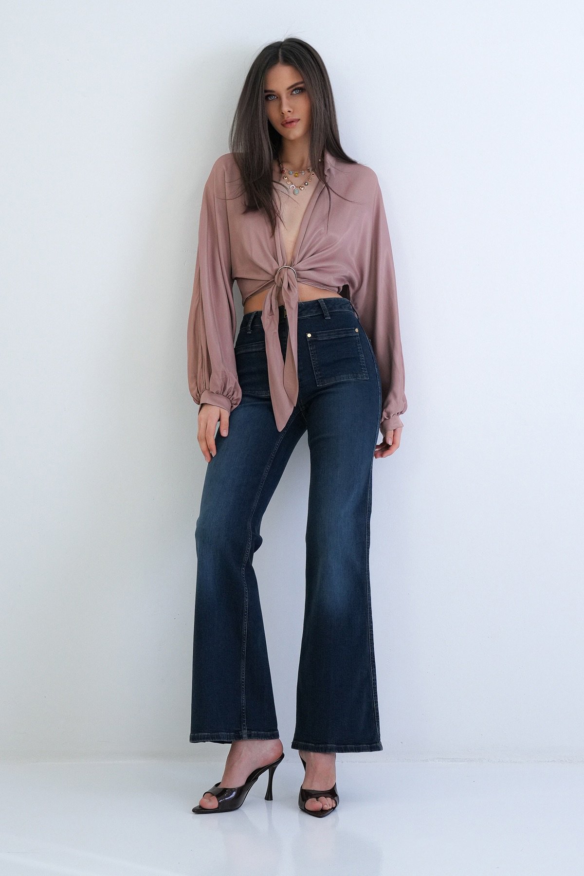 Kadın Lacivert Likralı Fermuar Ve Cep Detaylı Yıkamalı Jean Pantolon Alc-X15288