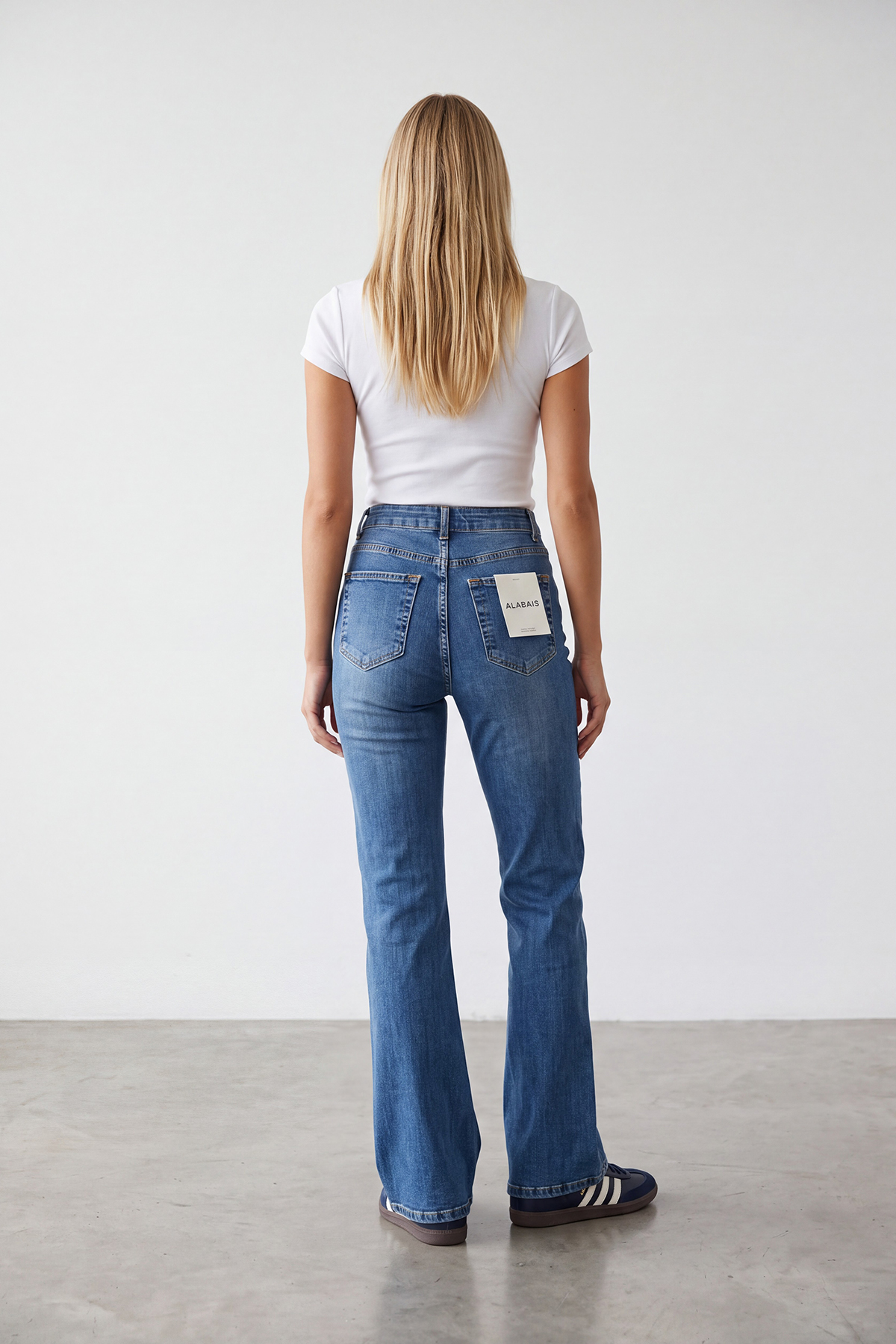 Kadın Lacivert Slim Fit Yüksel Bel İspanyol Paça Jean Pantolon Alc-X15663
