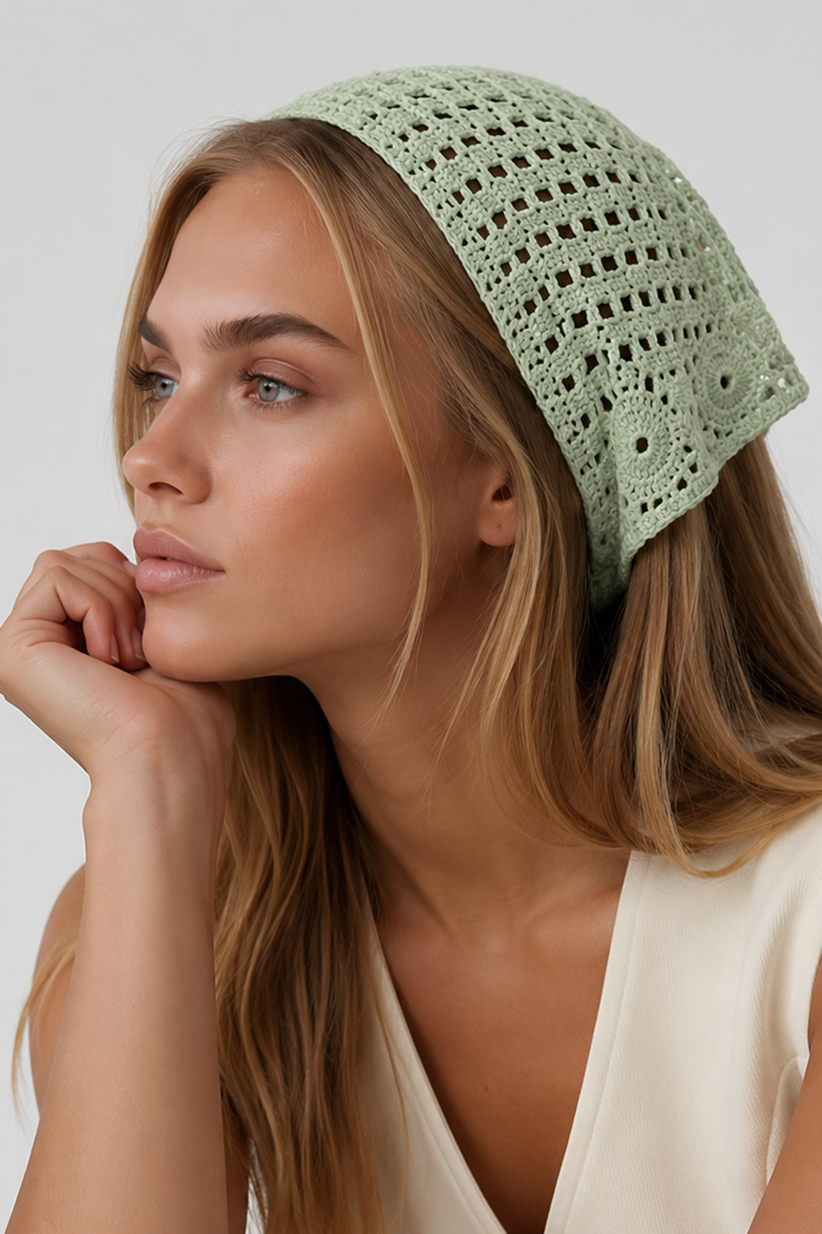 Mint Çiçek Motifli Bandana Alc-X15560