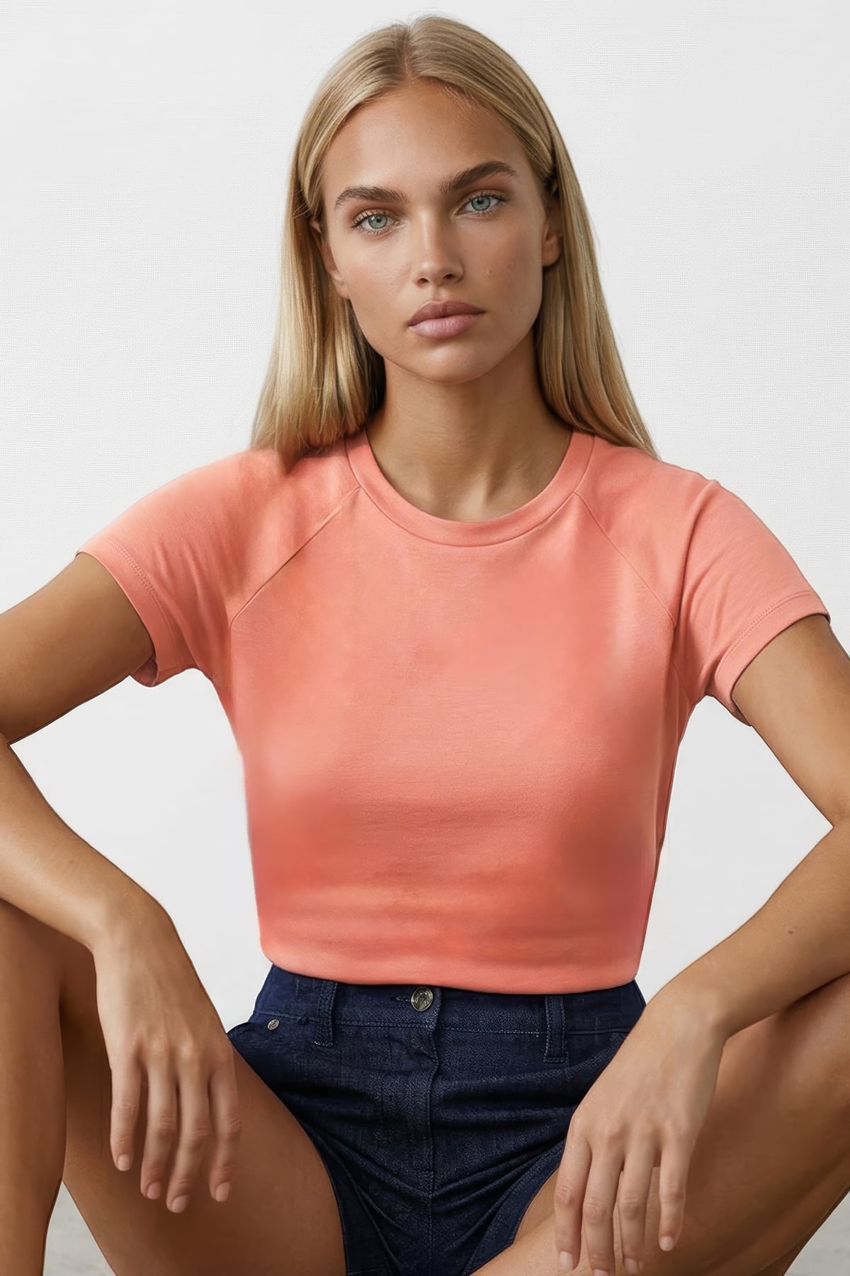 Kadın Pudra Bisiklet Yaka Reglan Kol Likralı Örme Bluz Alc-X15388
