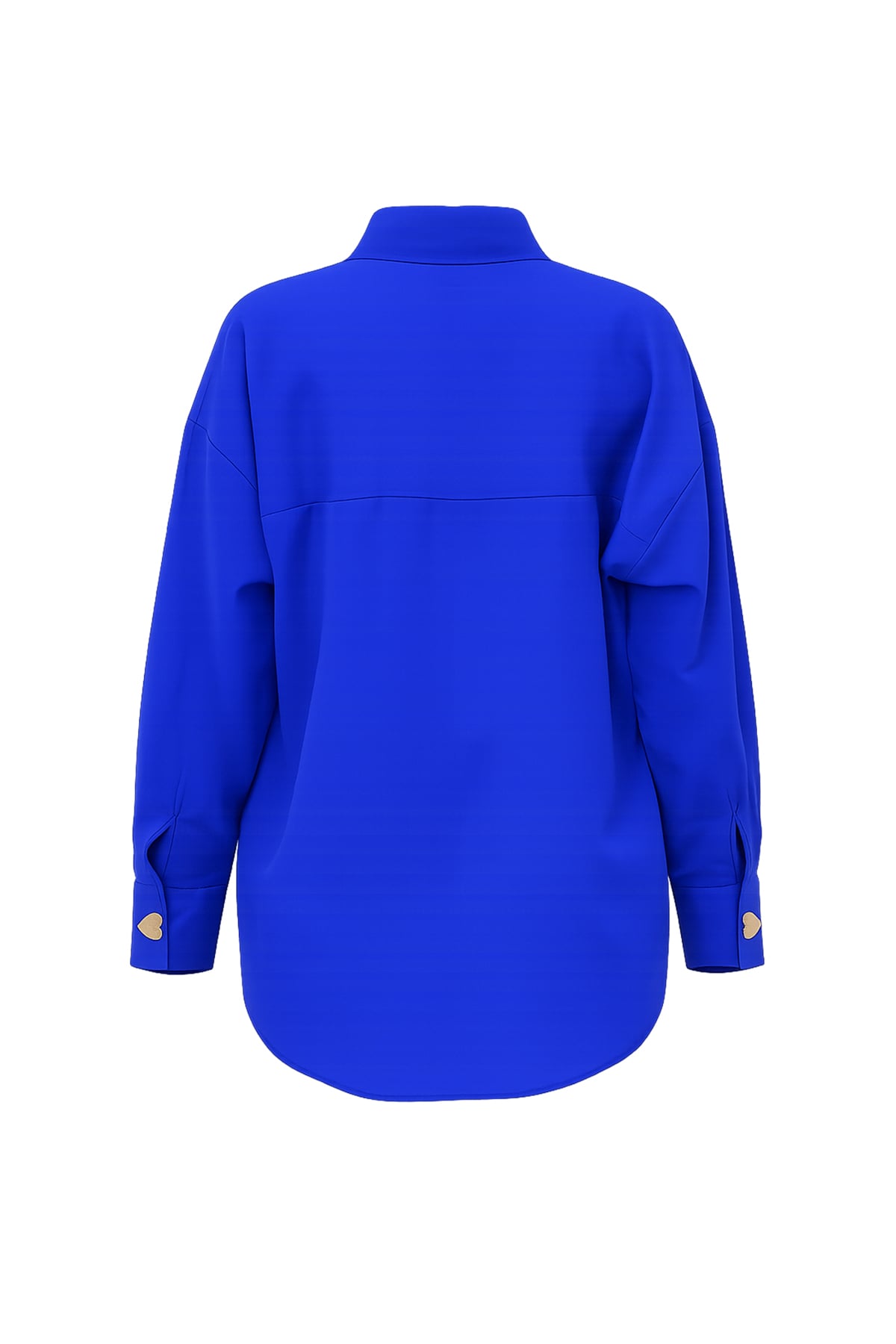 Kadın Saks Kalp Düğmeli Oversize Poplin Gömlek Alc-X13935