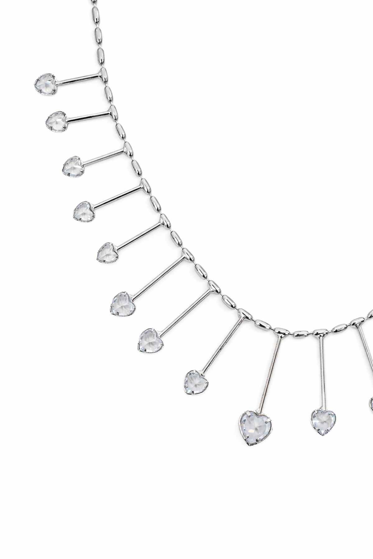 Kadın Silver Çelik Zirkon Taşlı Damla Kalp Tasarım Kolye Alc-X15346