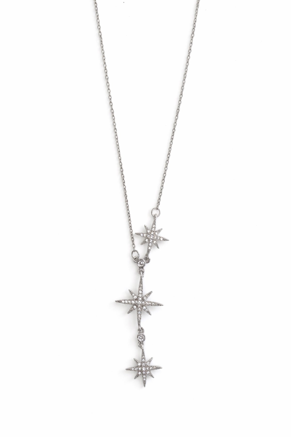 Kadın Silver Zirkon Taşlı 3 Lü Yıldız Takımı Zincir Kolye Alc-X15348