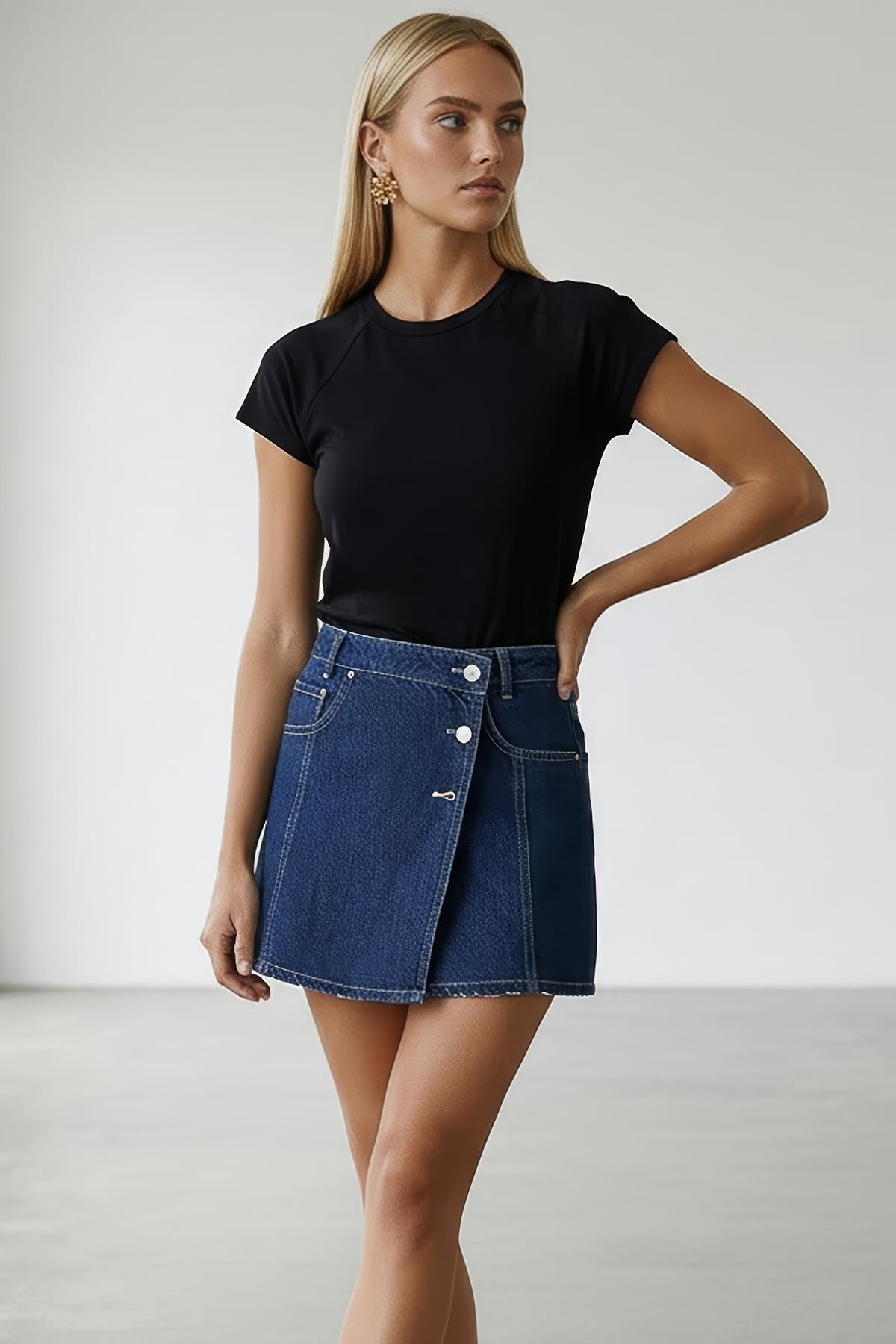 Kadın Siyah-1 Bisiklet Yaka Reglan Kol Likralı Örme Bluz Alc-X15388