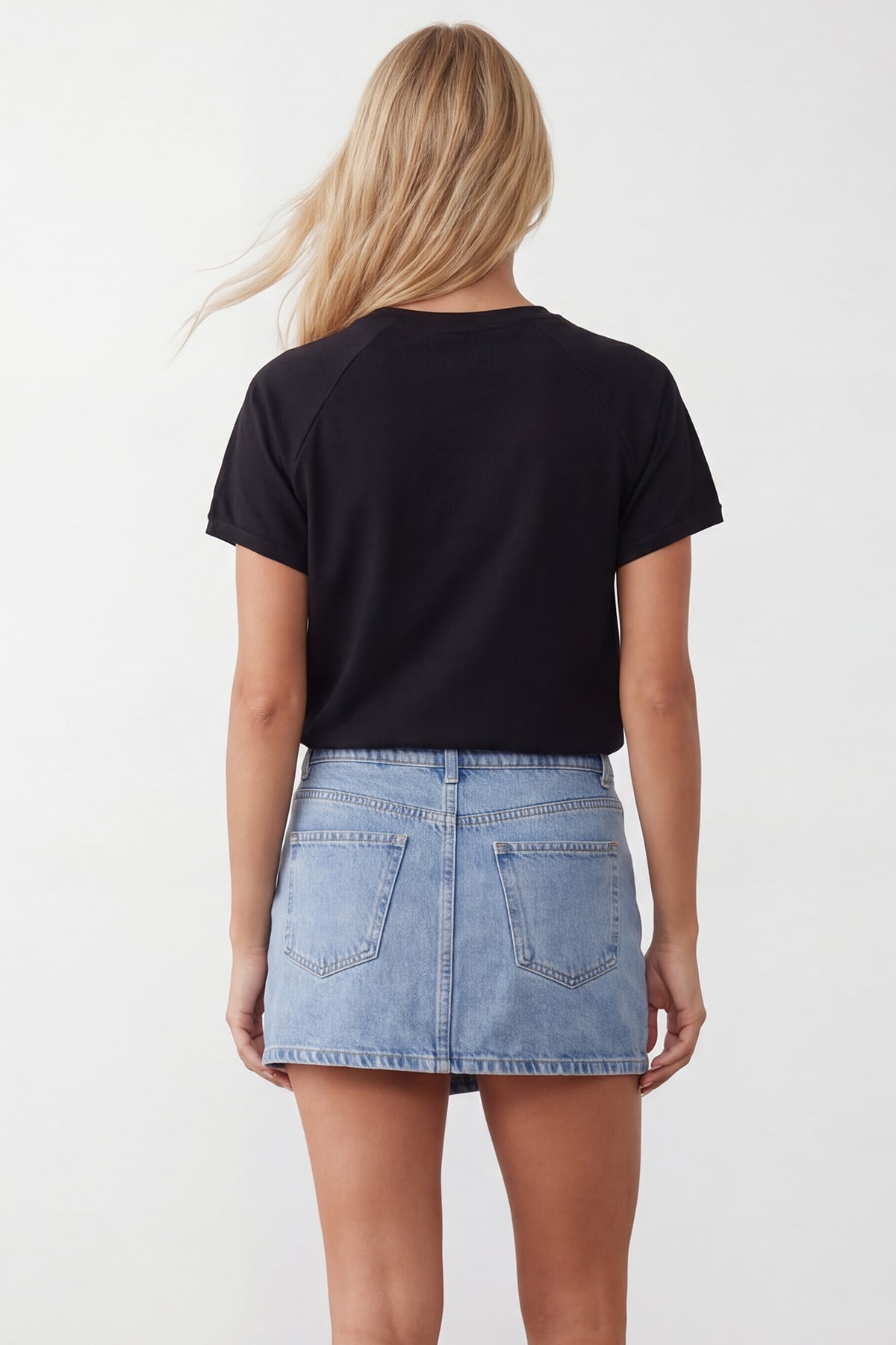 Kadın Siyah Bisiklet Yaka Reglan Kol Oversize T-Shırt Alc-X15492