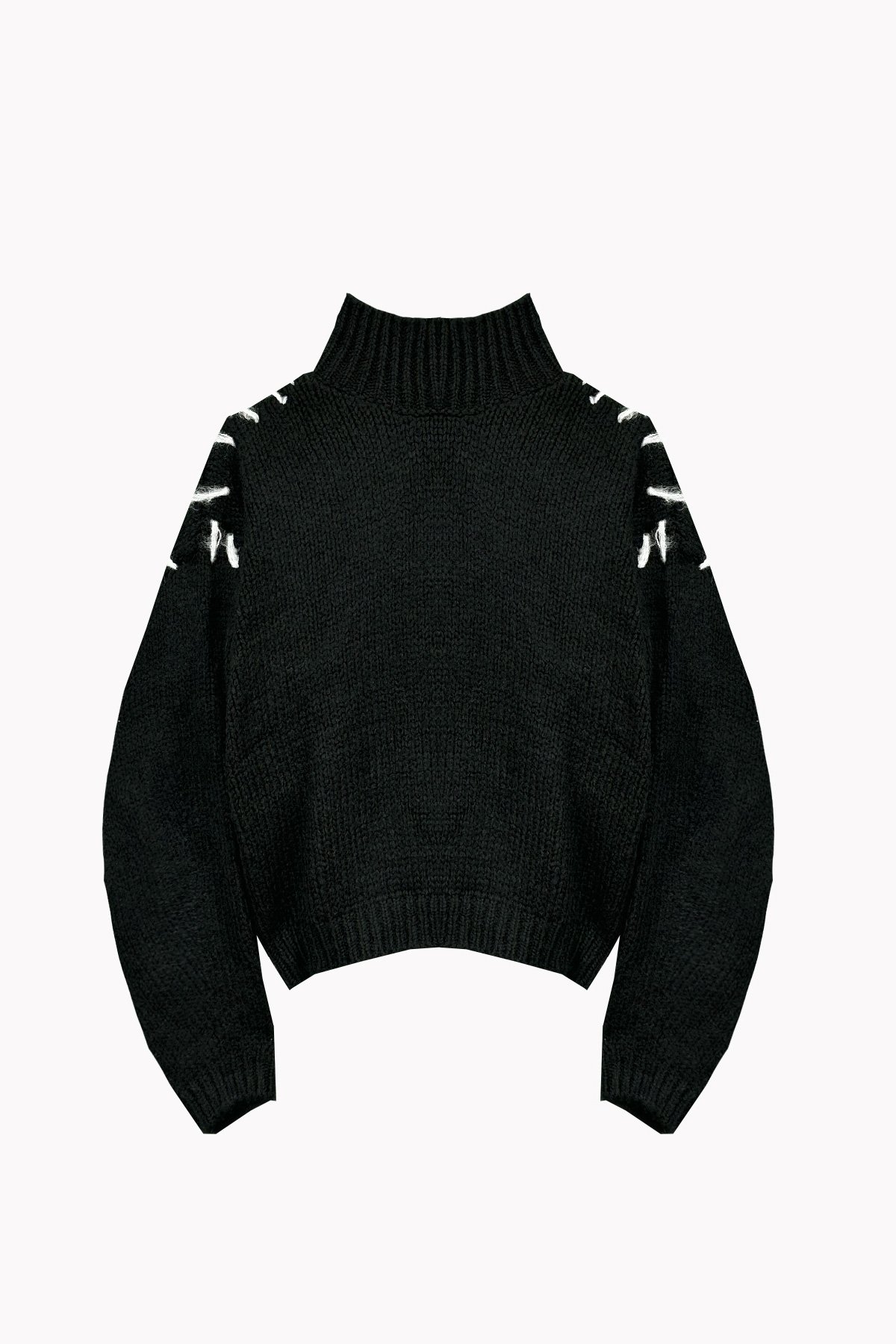 Kadın SİYAH Bloklu Triko Kazak PRM1172