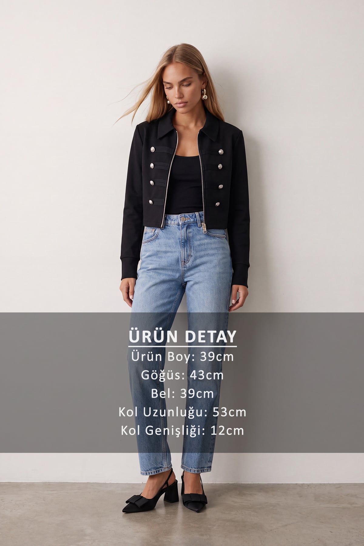 Kadın Siyah Düğme Detaylı Blazer Ceket Alc-X15660