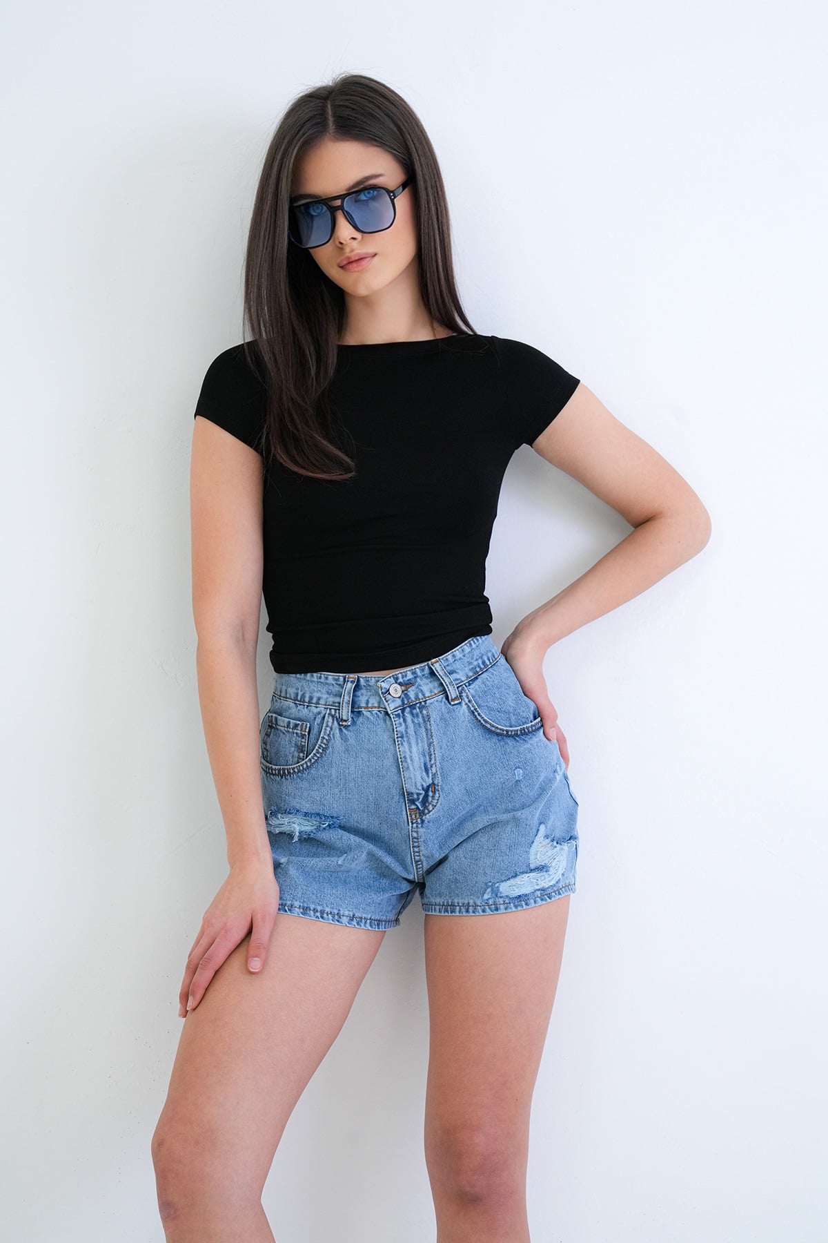 Kadın Siyah Kayık Yaka Basic Modal Bluz Alc-X15270