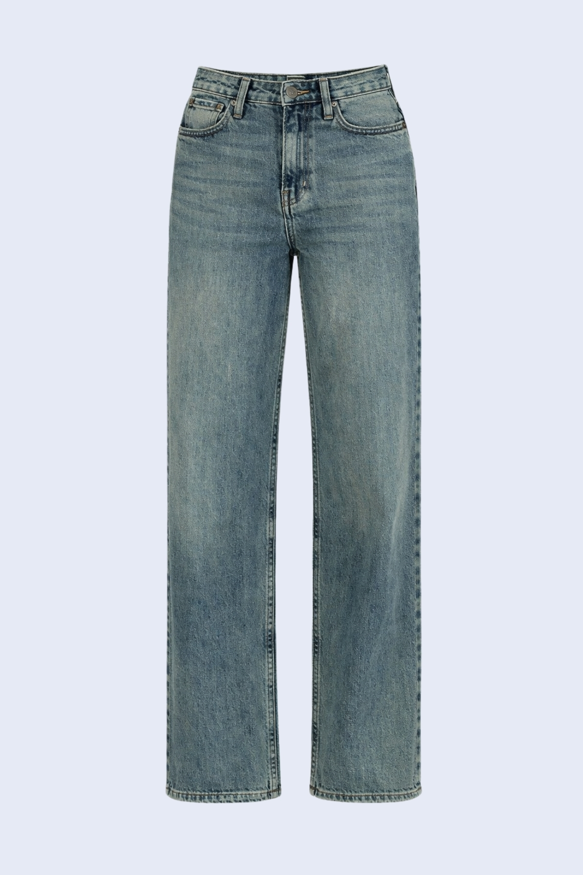 Kadın Vintage Mavi 5 Cepli Yıkamalı Boru Paça Jean Pantolon Alc-X15144