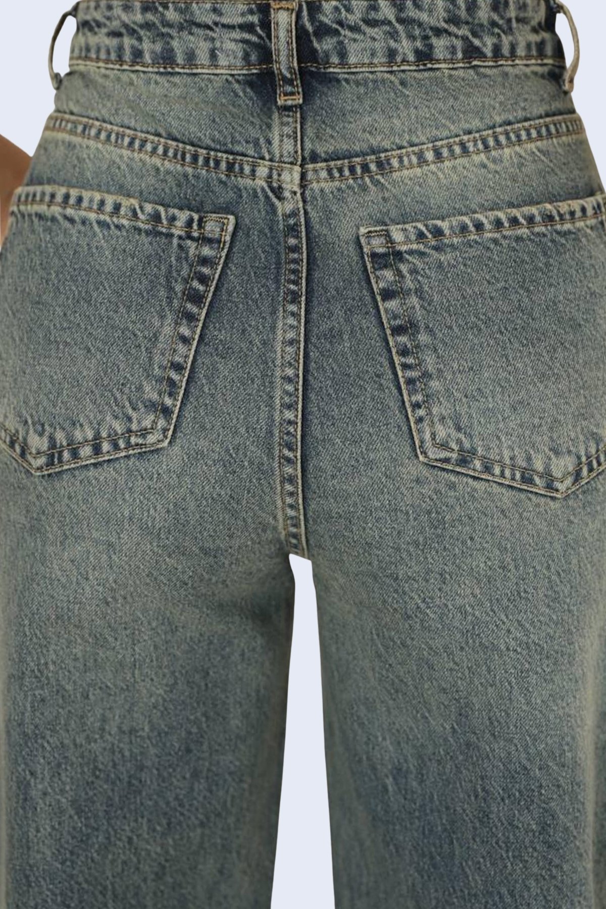 Kadın Vintage Mavi 5 Cepli Yıkamalı Boru Paça Jean Pantolon Alc-X15144