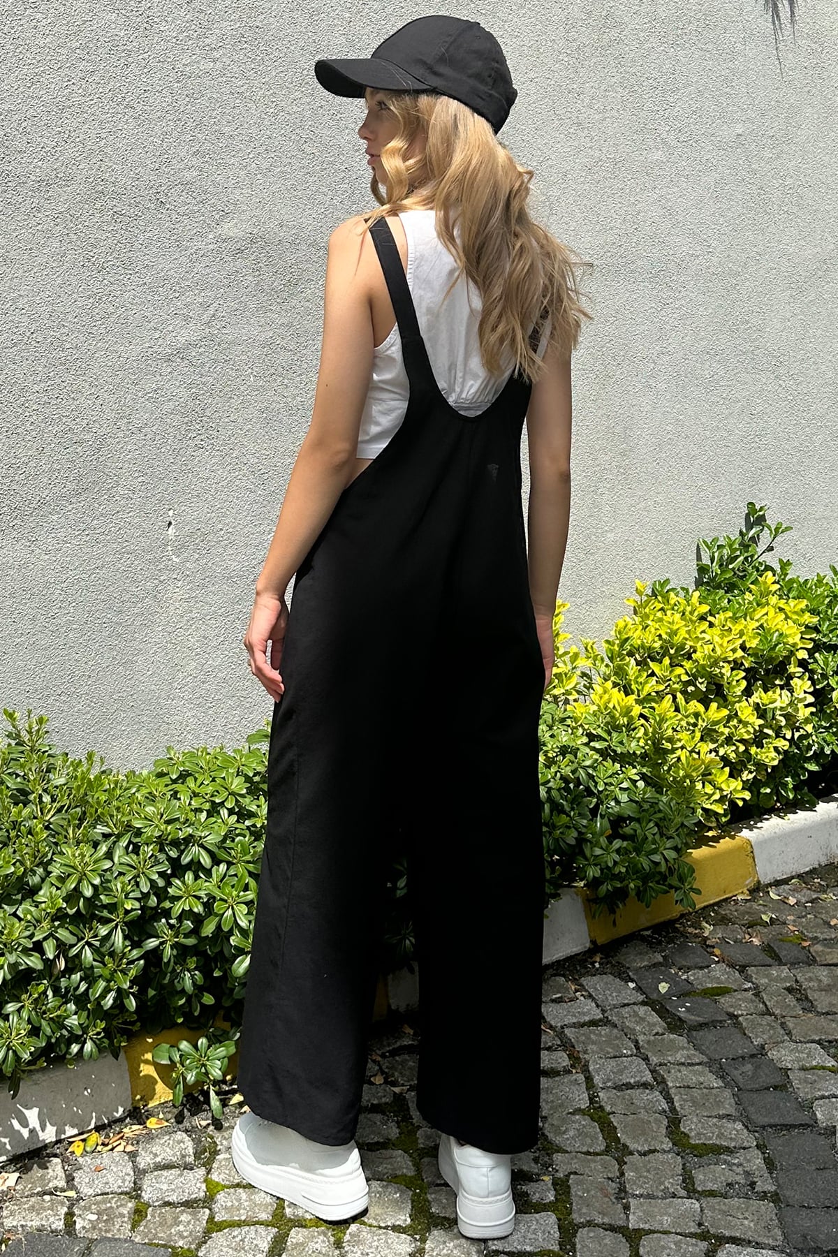 Kadın Siyah Önü Cepli Askılı Gabardin Bahçıvan Tulum ALC-X12186